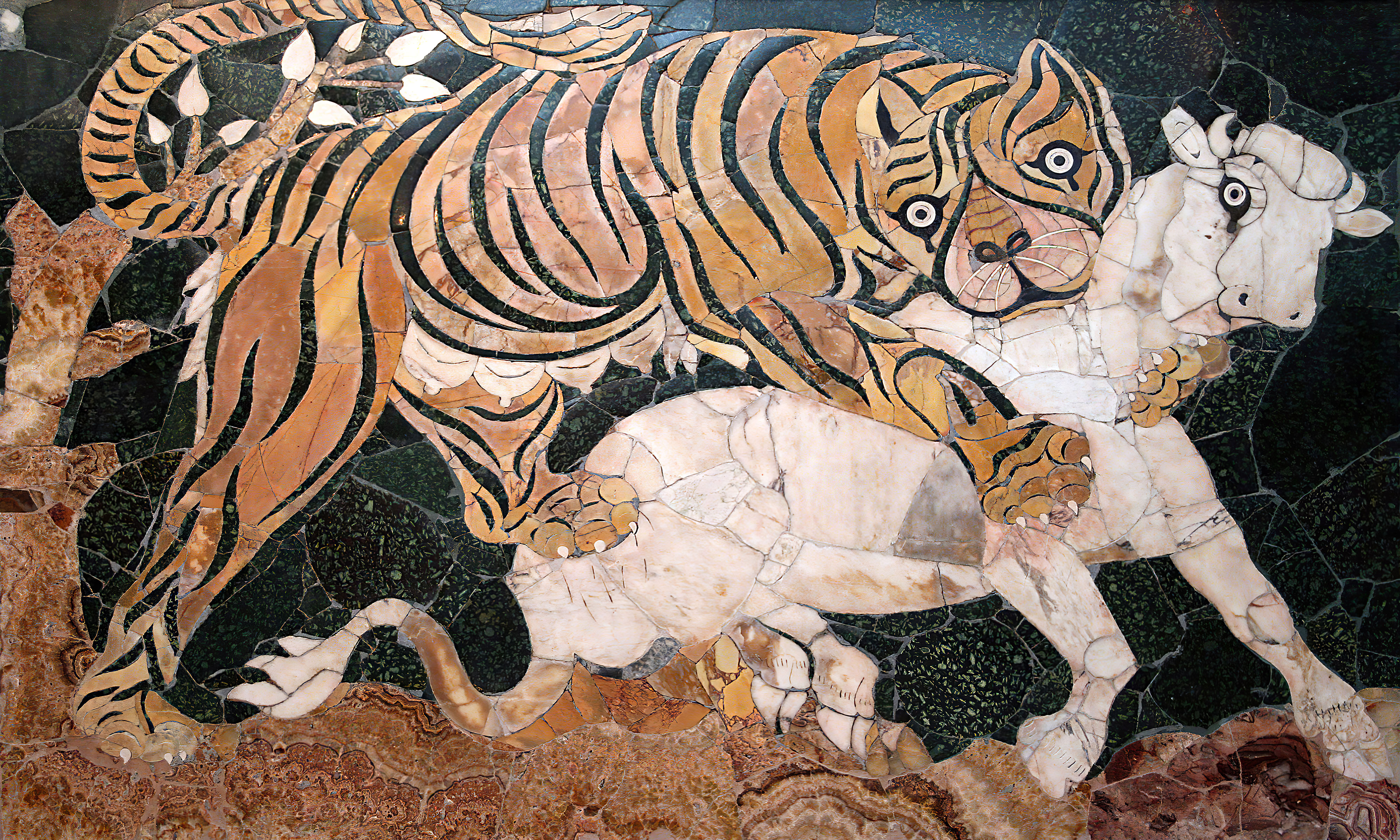 General 4000x2400 marble art installation Calf Basilica of Junius Bassus Rome tiger Opus-sectile digital art