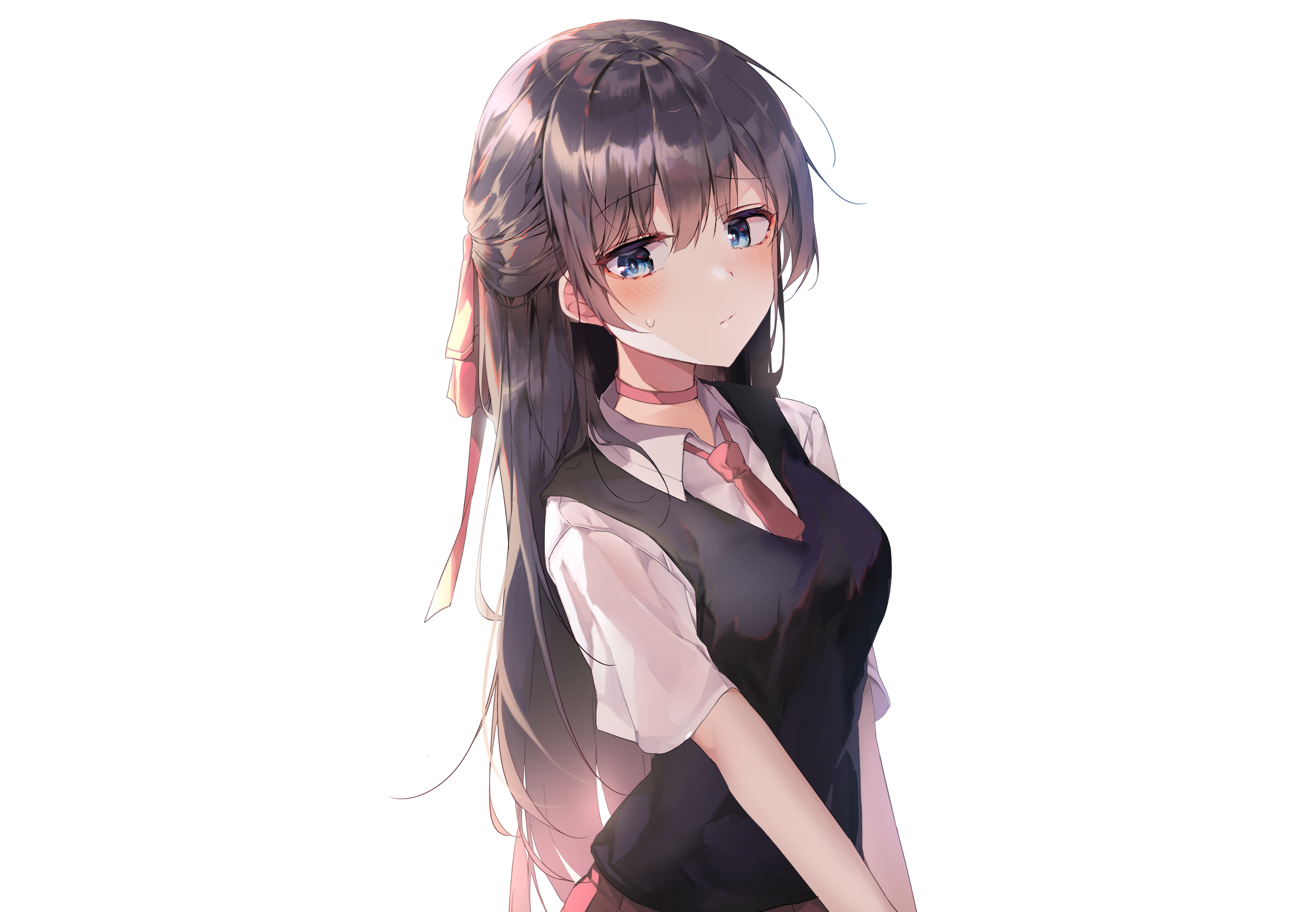 Anime 4352x3016 long hair black hair anime girls anime school uniform