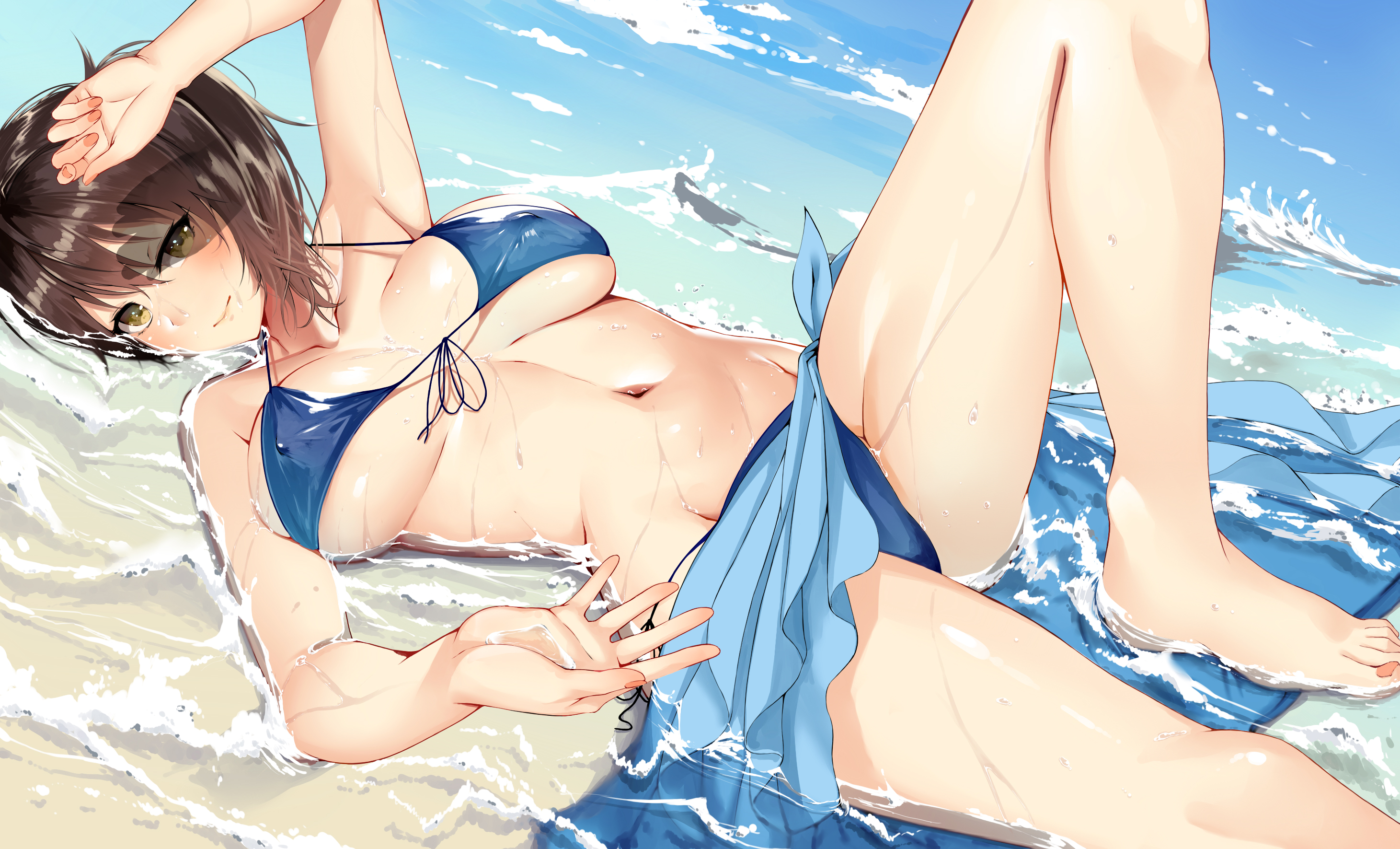 Anime 2922x1771 anime girls anime Kantai Collection bikini nipples through clothing big boobs nipple bulge wet Atelier Yuu Kaga (KanColle)