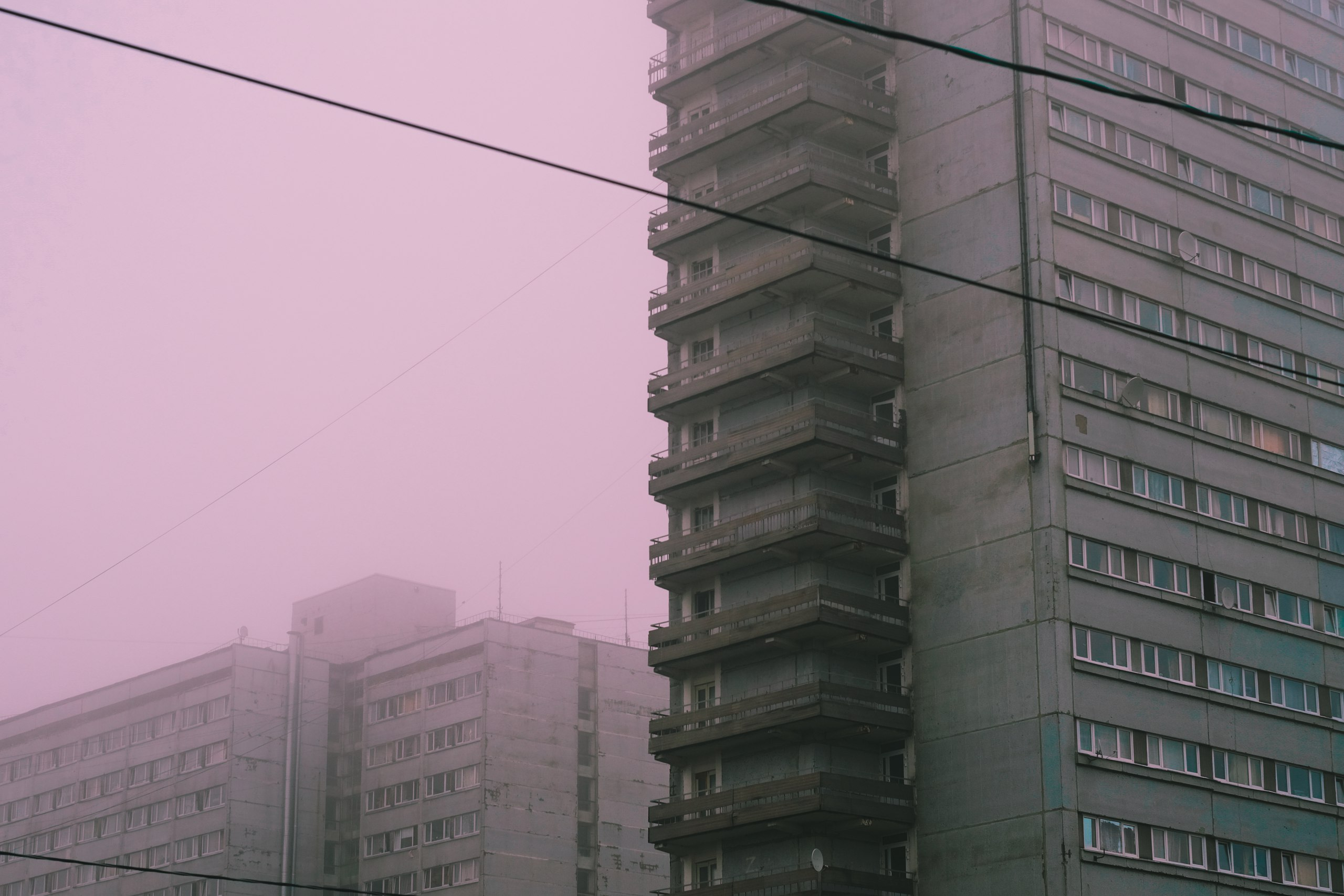 General 2560x1707 city mist block of flats architecture depressing balcony