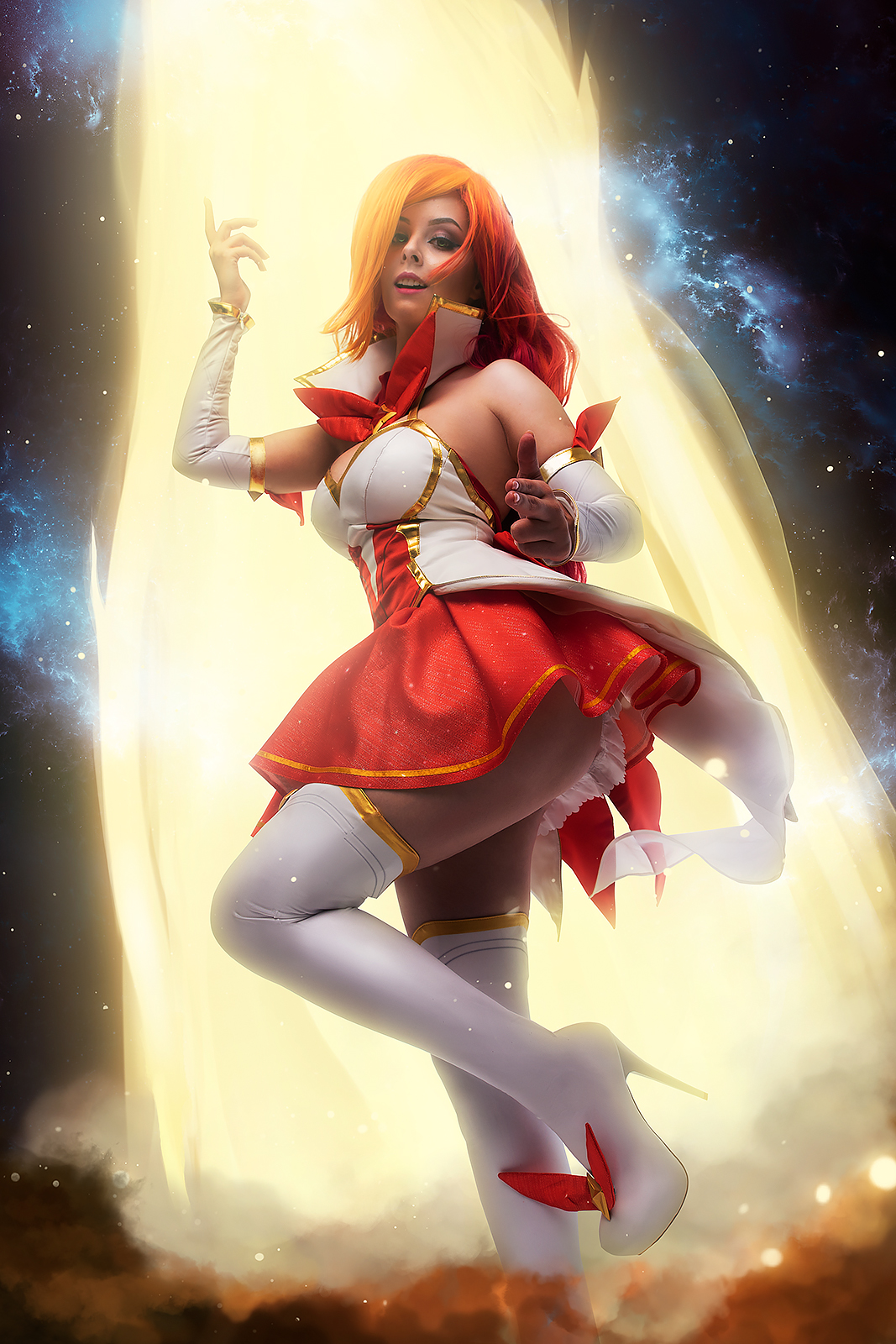 People 1067x1600 Helly von Valentine women model portrait cosplay Miss Fortune (League of Legends) Star Guardian space looking at viewer League of Legends