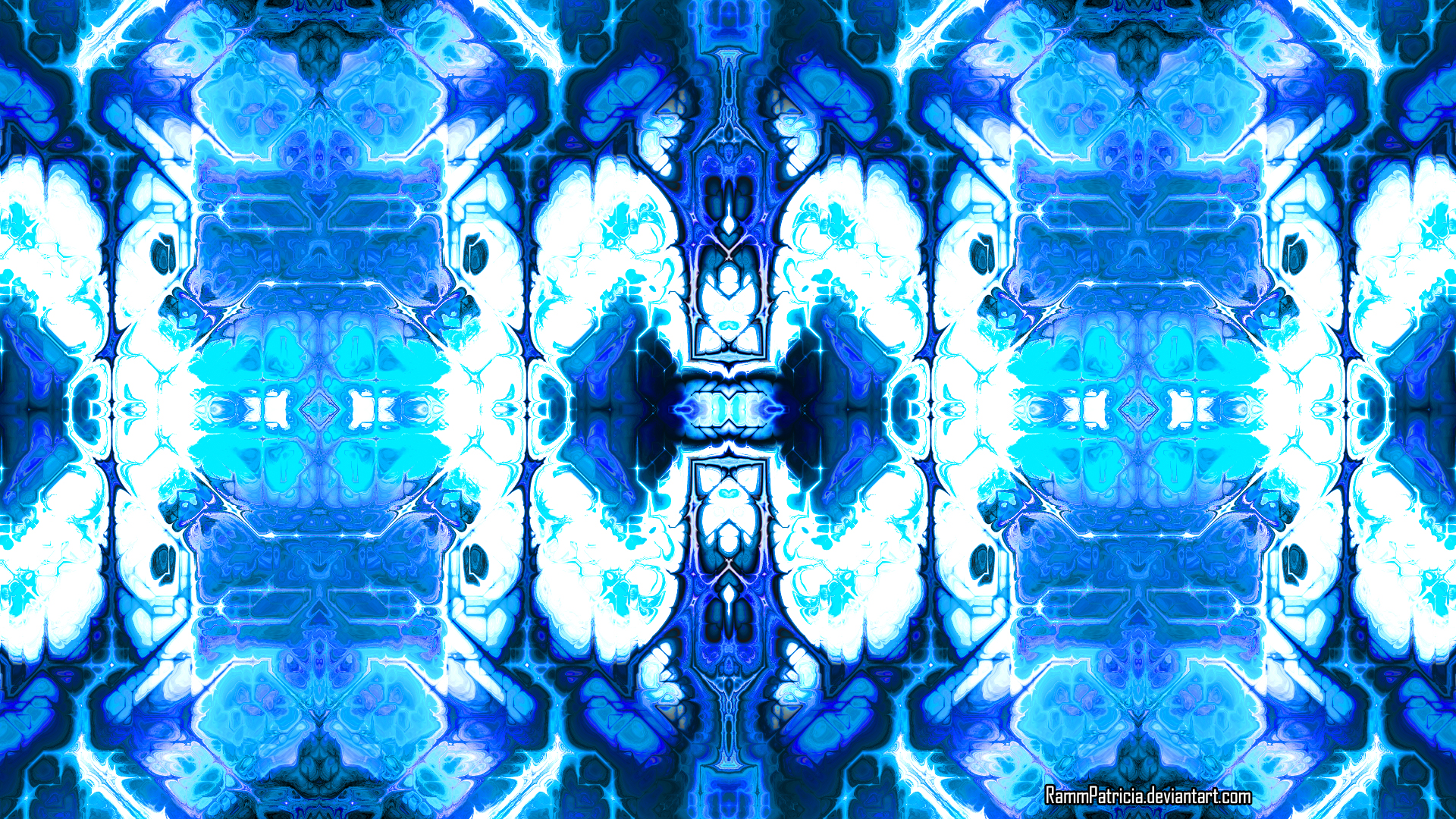 General 1920x1080 RammPatricia abstract digital art science fiction watermarked symmetry kaleidoscope technology blue cyan
