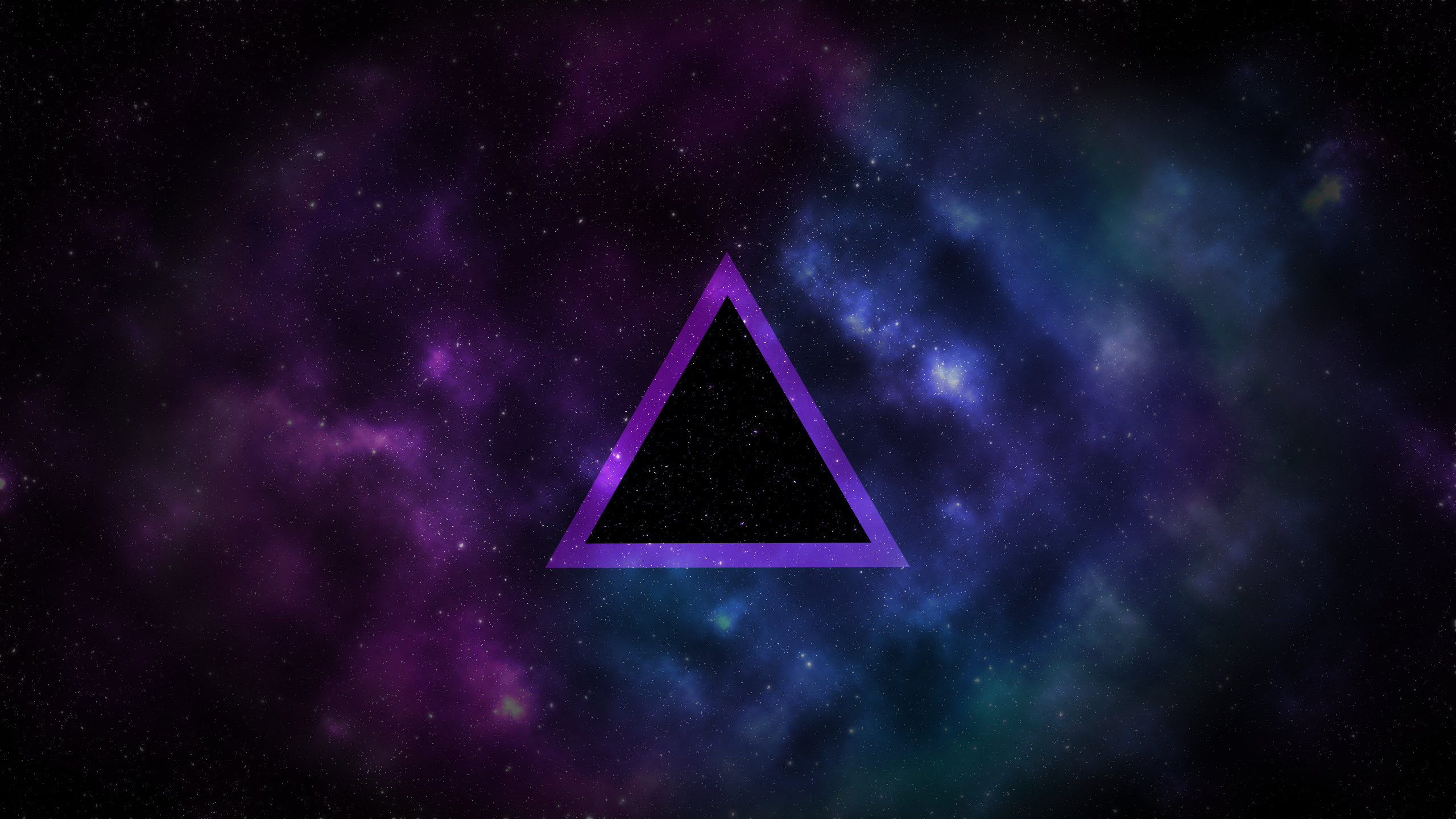 General 2560x1440 space stars triangle purple digital art