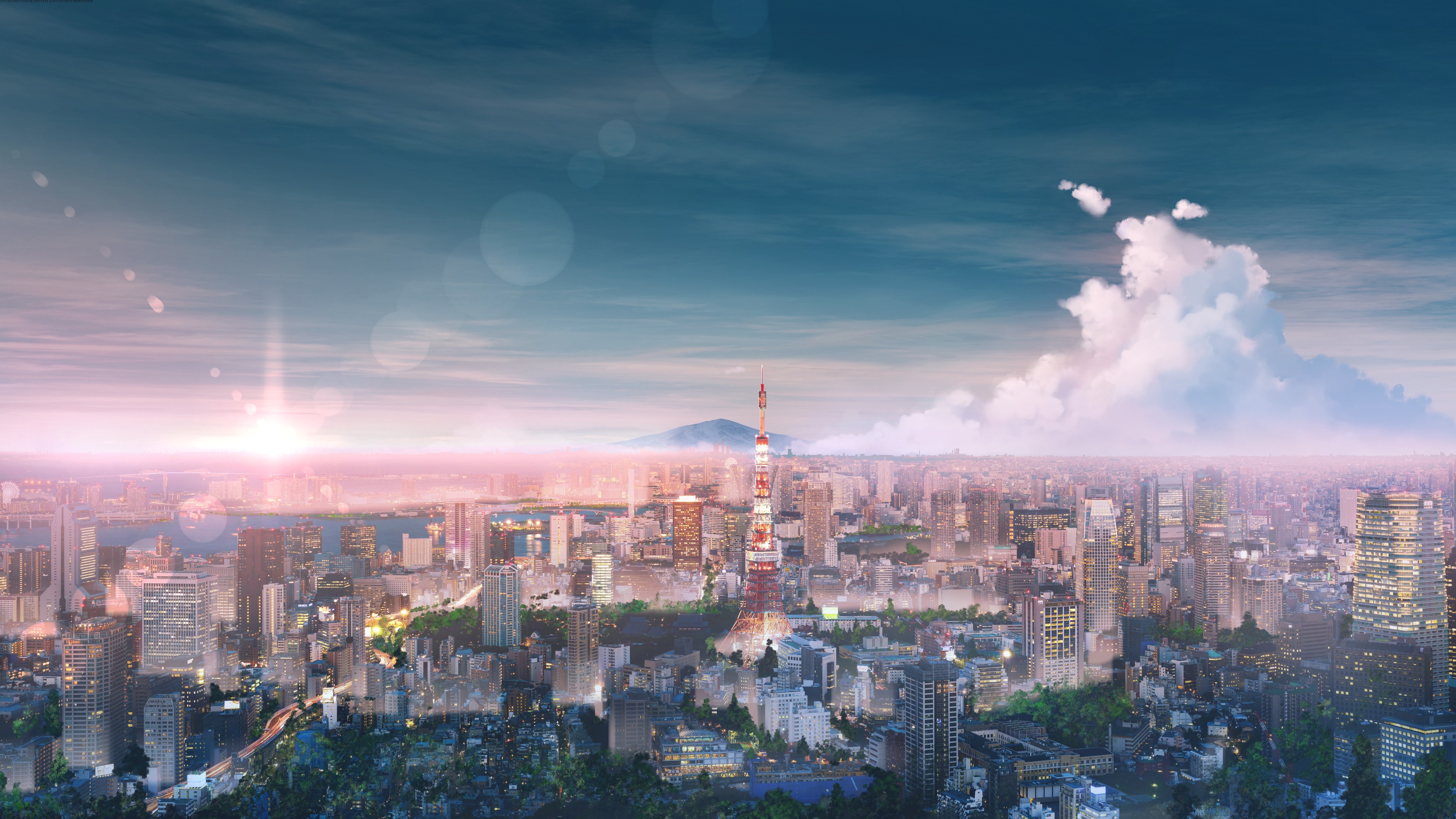 Anime 3840x2160 Japan Tokyo city Asia cityscape sky