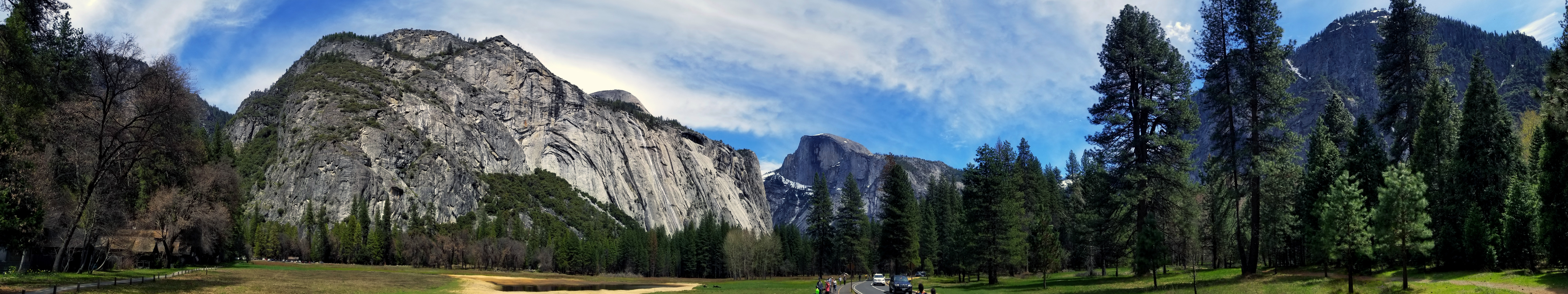 General 5760x1080 panorama triple screen multiple display nature photography Yosemite Valley Yosemite National Park Half Dome cliff mountains trees forest USA