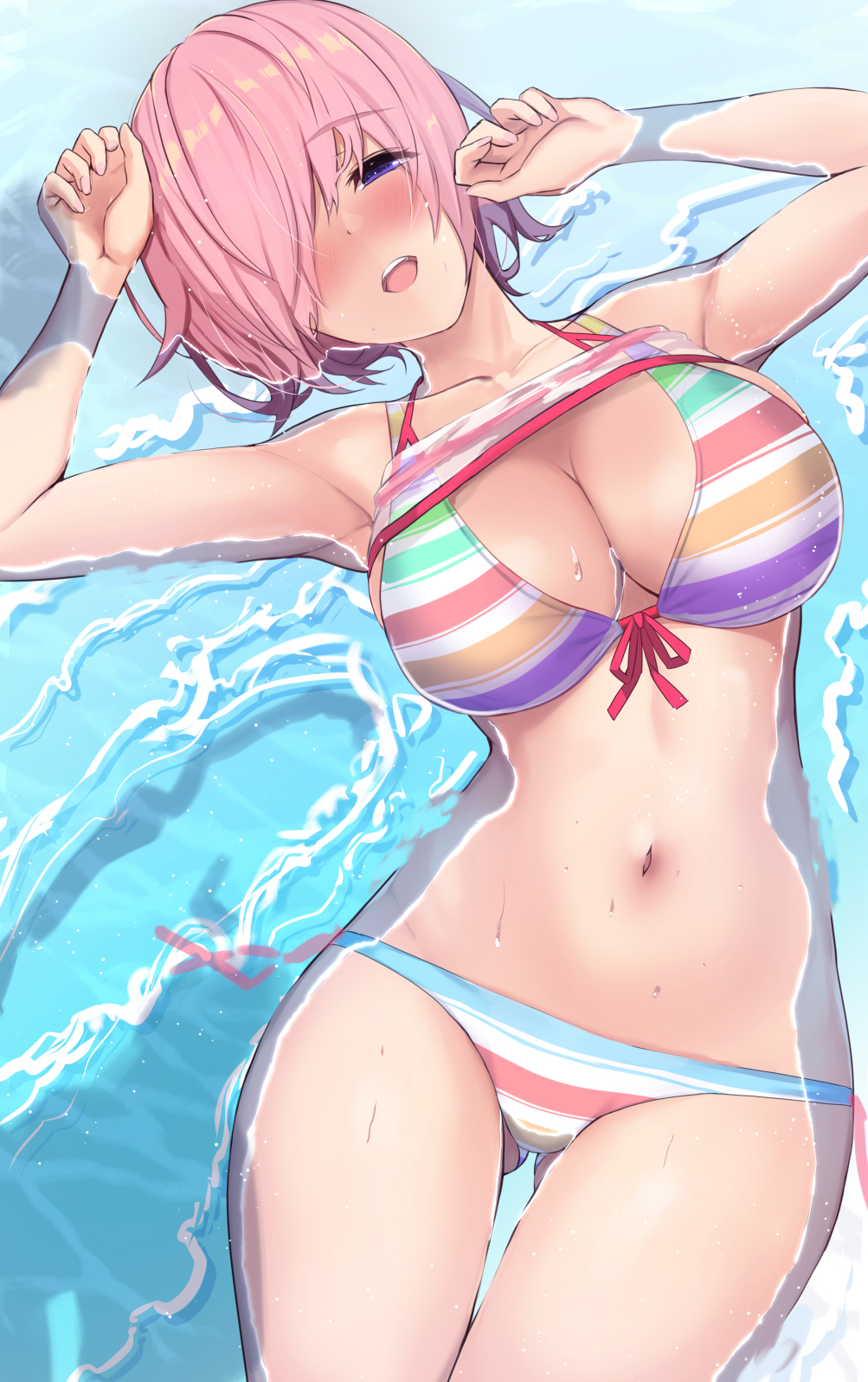 Anime 1003x1597 anime anime girls digital art artwork 2D portrait display Untue Fate series Mash Kyrielight water bikini cleavage