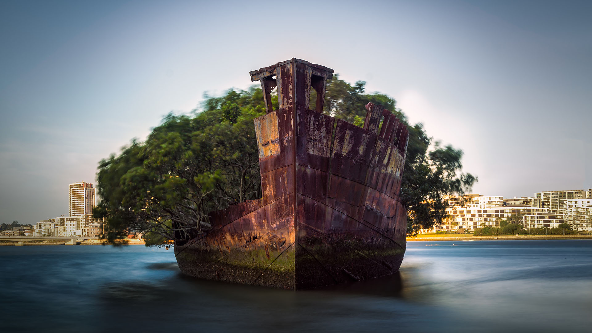 General 1920x1080 trees Sydney Australia shipwreck long exposure coral reef Homebush Bay