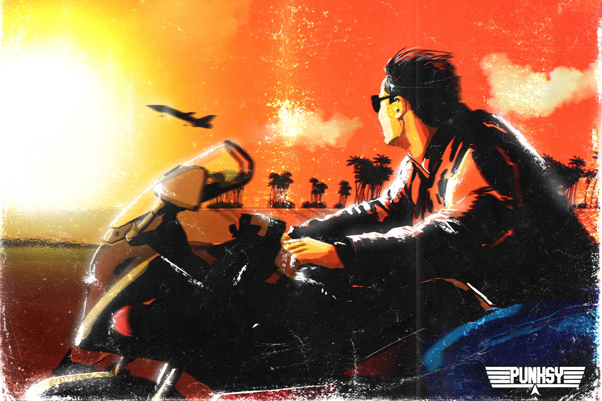 General 1920x1280 Top Gun  artwork movies motorcycle retrowave Sergey Orlov