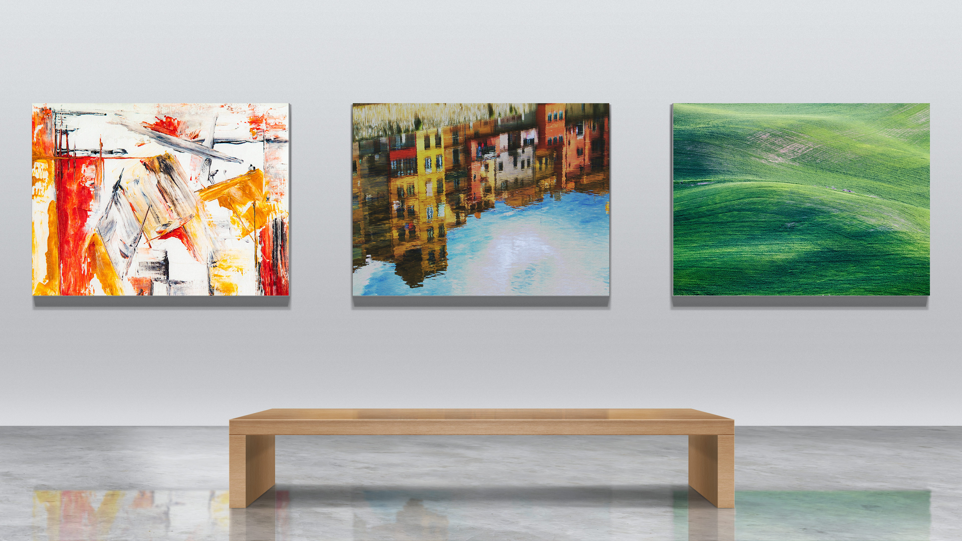 General 3840x2160 art gallery painting wall bench picture frames museum canvas abstract landscape picture