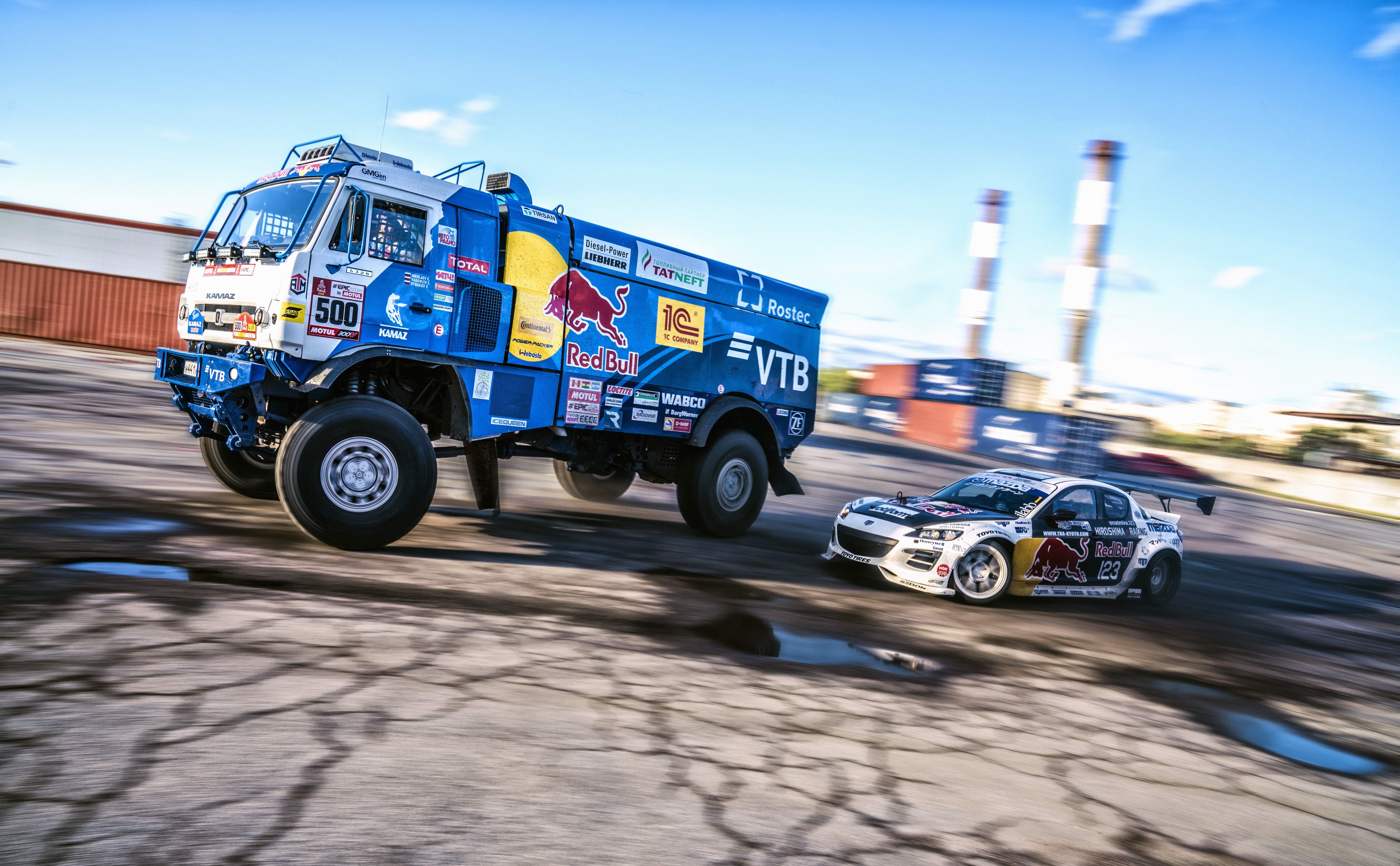 General 5964x3690 car vehicle truck racing Kamaz Mazda Mazda RX-8 Blue Trucks Red Bull Racing motorsport sport Russian