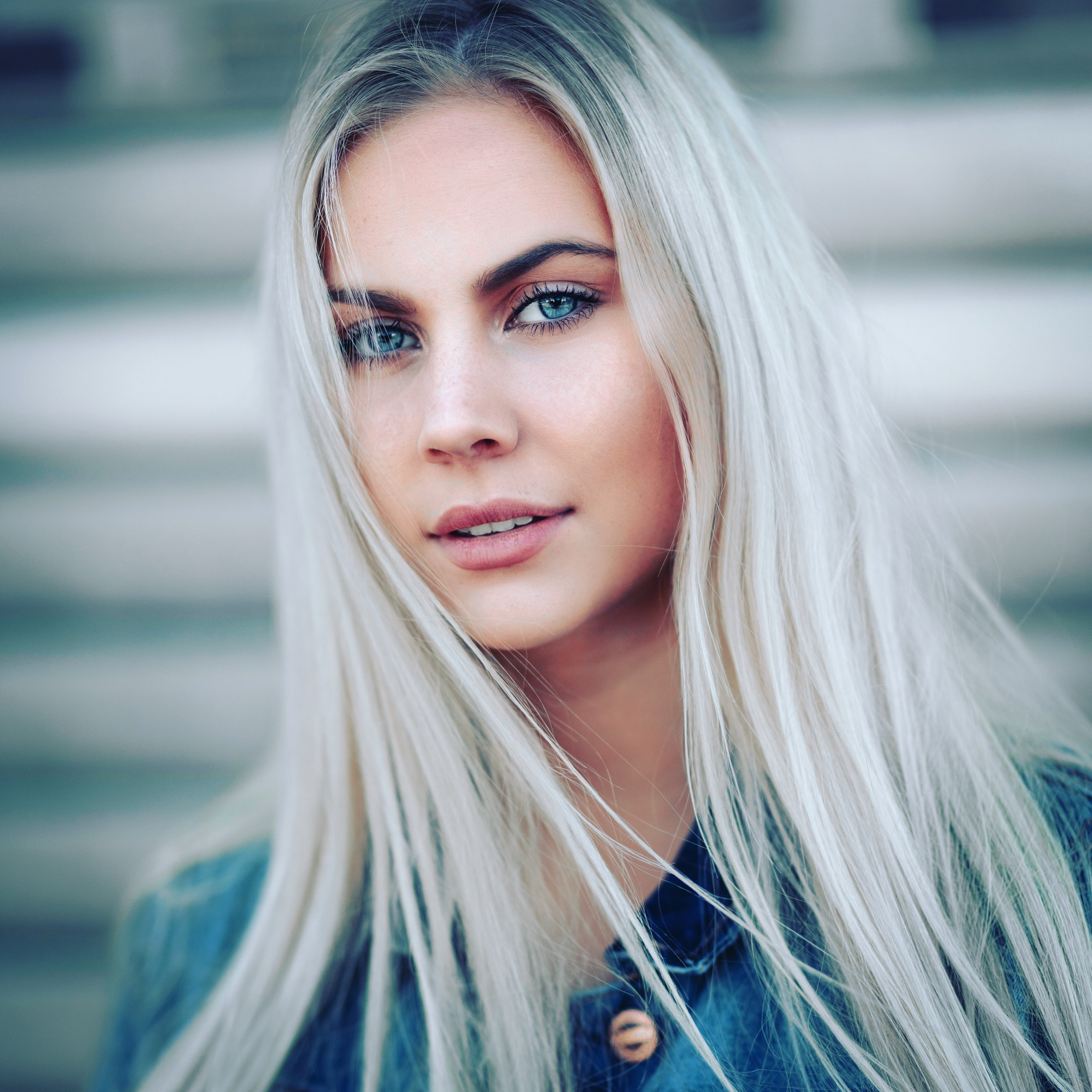 Women Model Blonde Blue Eyes Face Platinum Blonde 500px Depth Of Field Portrait Closeup