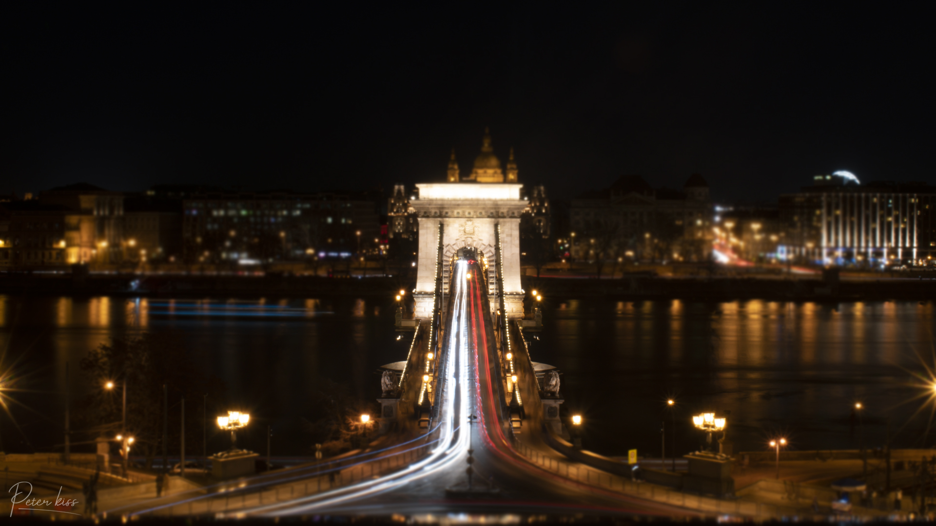 General 1920x1080 city landscape Budapest Chain Bridge water Danube bridge night lights Hungary