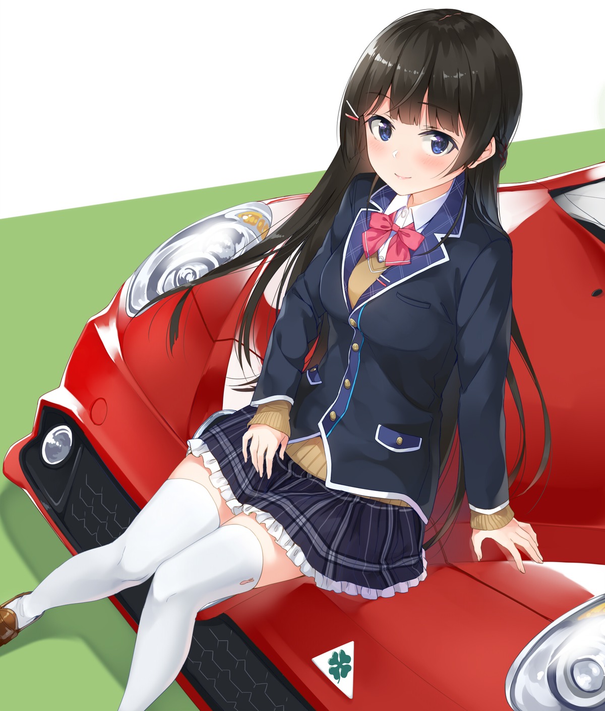 Anime 1200x1410 anime anime girls legs together blue eyes car sitting Virtual Youtuber Nijisanji Tsukino Mito Alfa Romeo