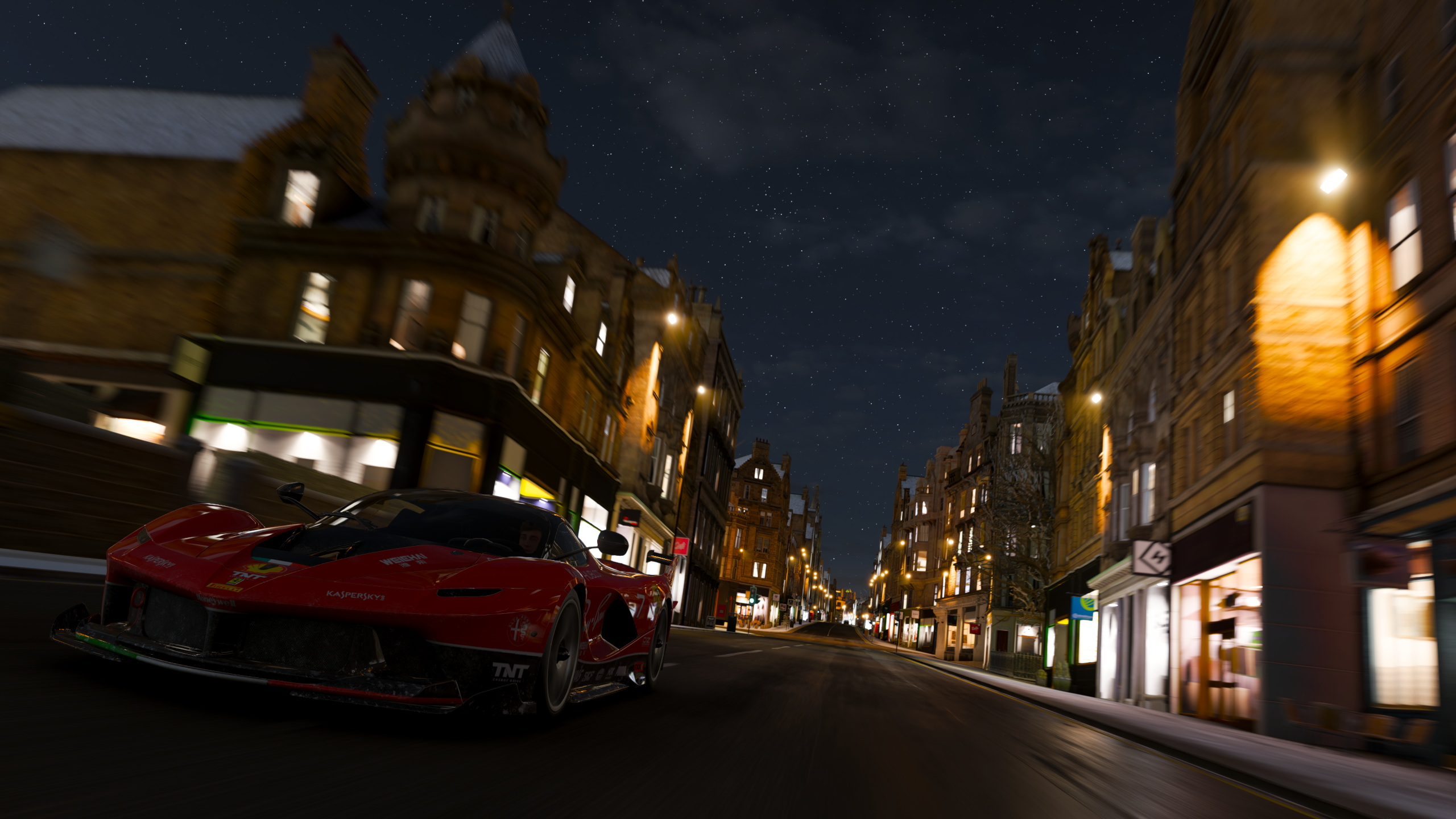 General 2560x1440 Forza Horizon 4 winter Ferrari city Edinburgh Ferrari FXX K italian cars Stellantis Hypercar video games PlaygroundGames hybrid (car)