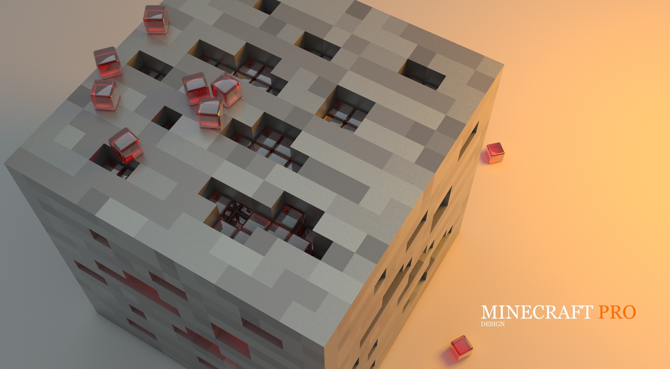 General 2560x1409 Minecraft video game art artwork 3D Abstract video games