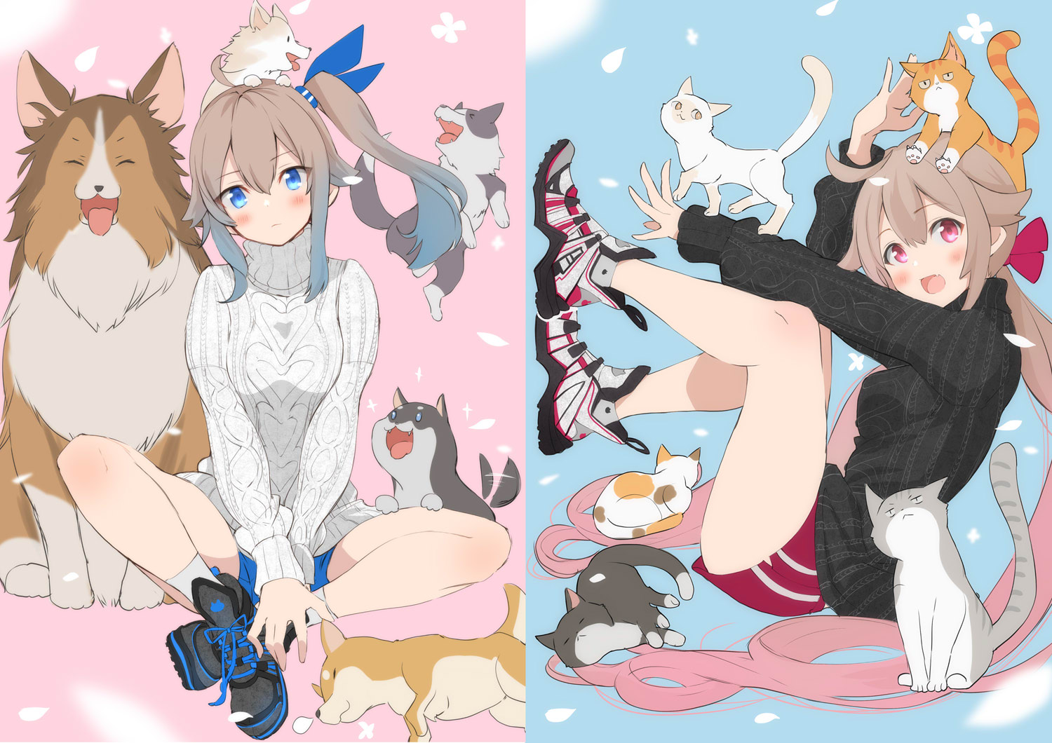 Anime 1500x1060 anime girls anime original characters simple background Fuku kitsune