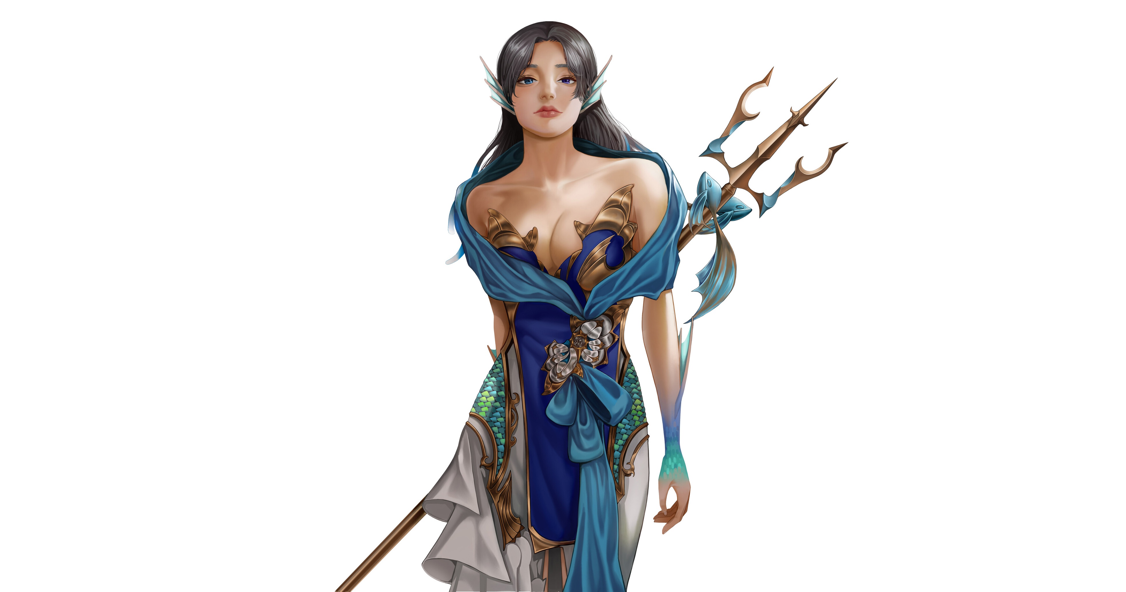 General 3900x2050 simple background white background fantasy girl fantasy art women
