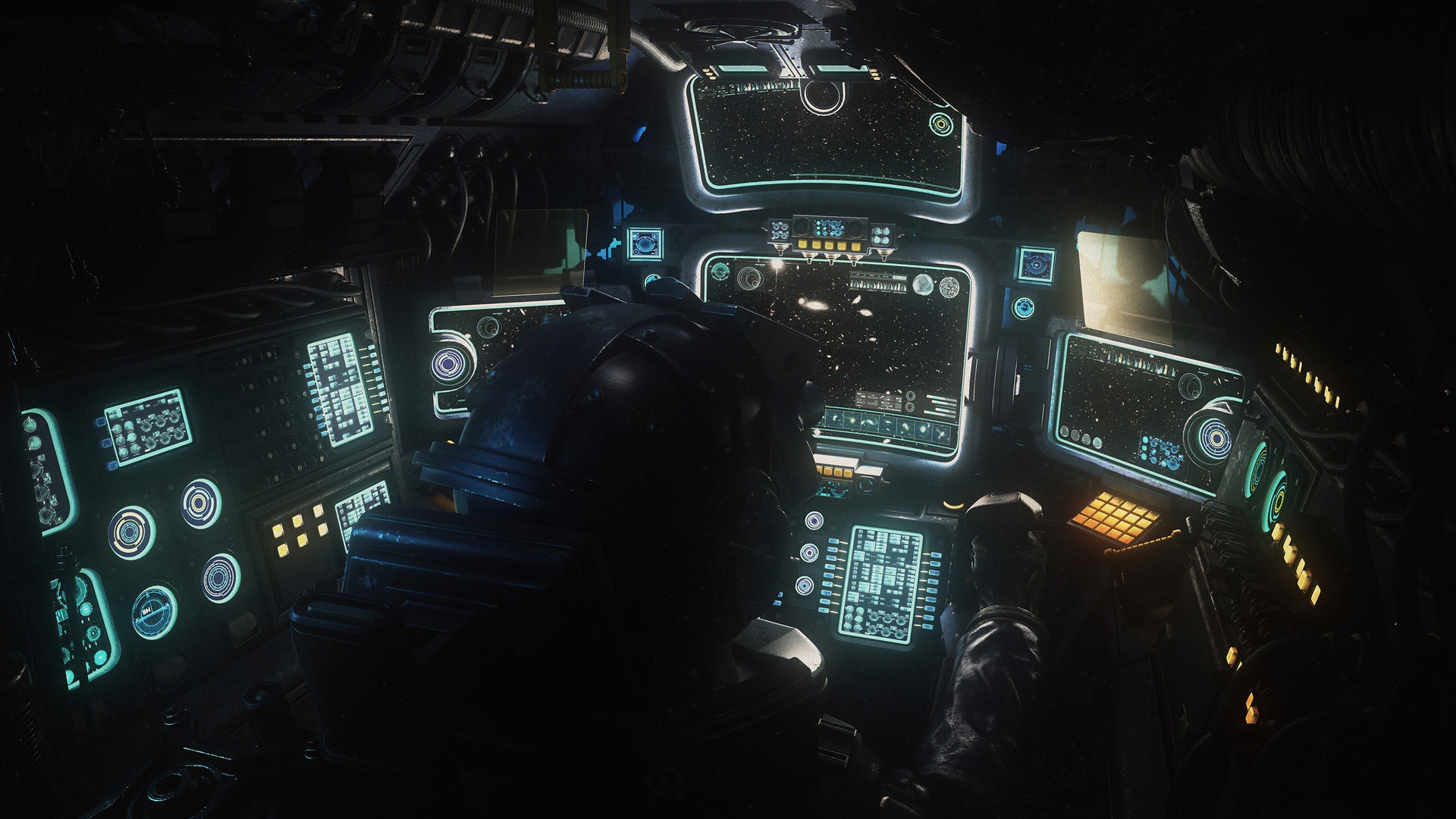 General 1920x1080 cockpit science fiction spaceship vehicle digital art