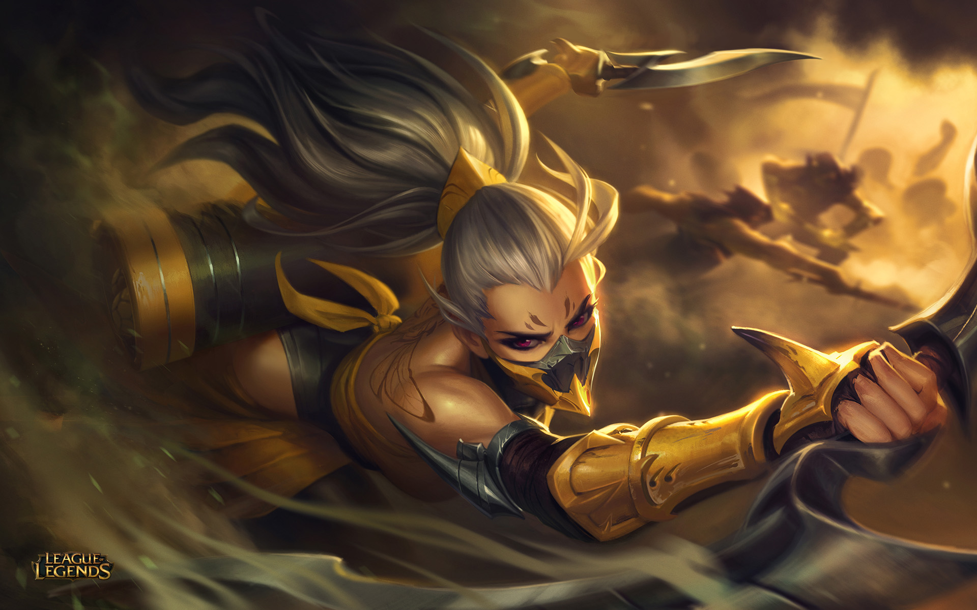 General 1920x1200 League of Legends Akali (League of Legends) video games Riot Games video game characters title Summoner's Rift weapon dual wield long hair ponytail
