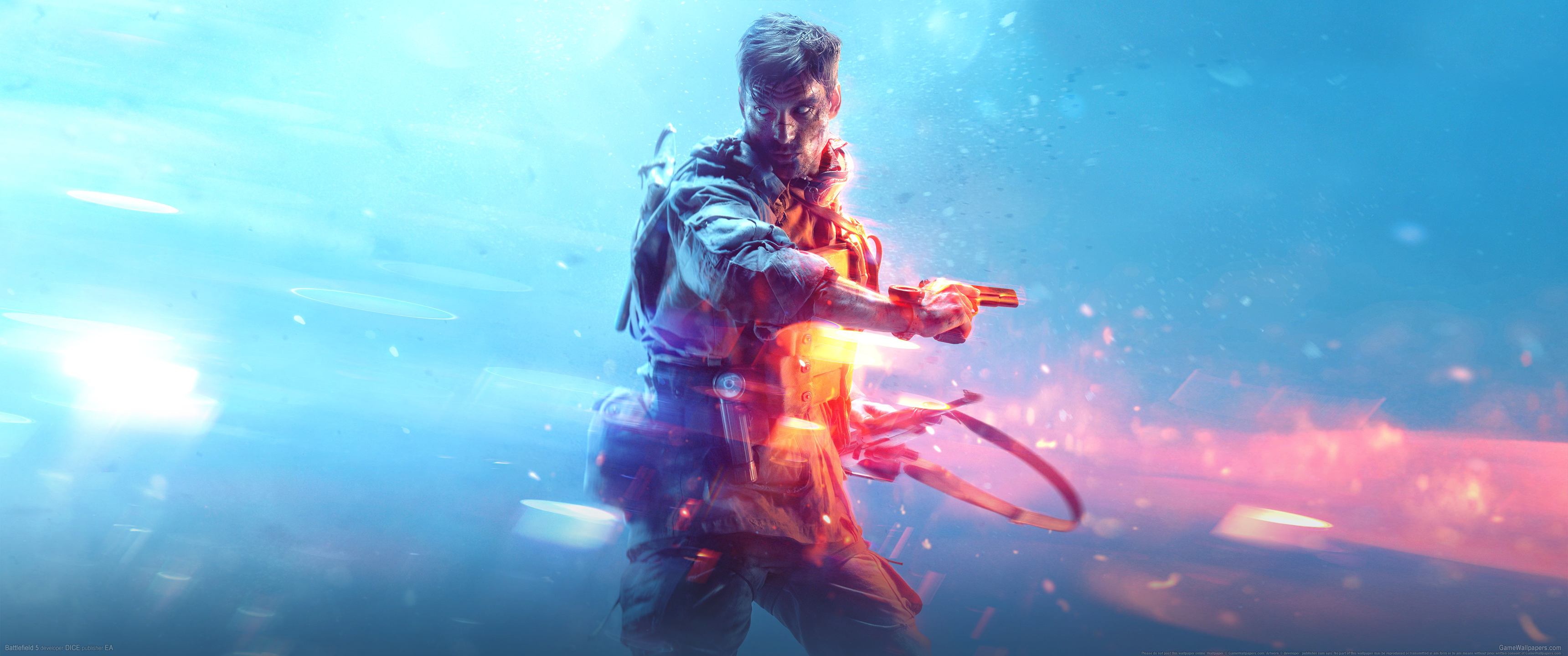 General 3440x1440 video games Battlefield V ultrawide Battlefield (game) cyan EA DICE Electronic Arts first-person shooter