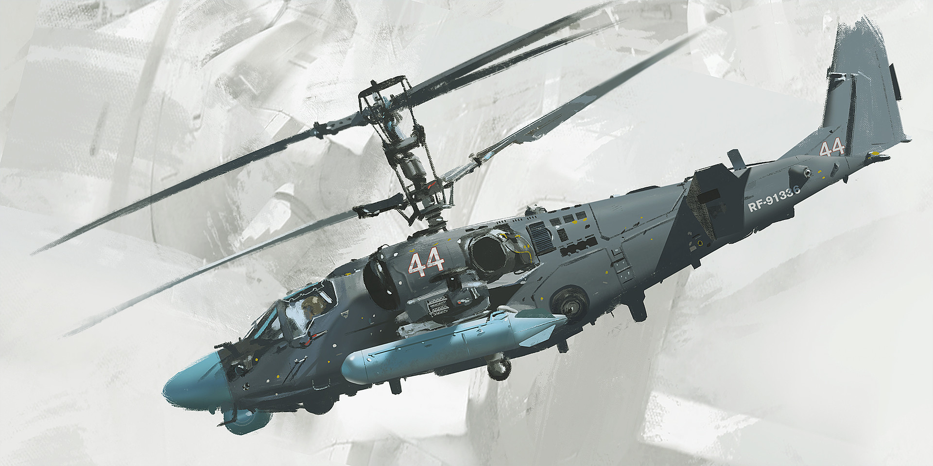 General 1920x960 vehicle white background helicopters concept art Joe Gloria aircraft military aircraft military attack helicopters Kamov Ka-52 Russian Army military vehicle