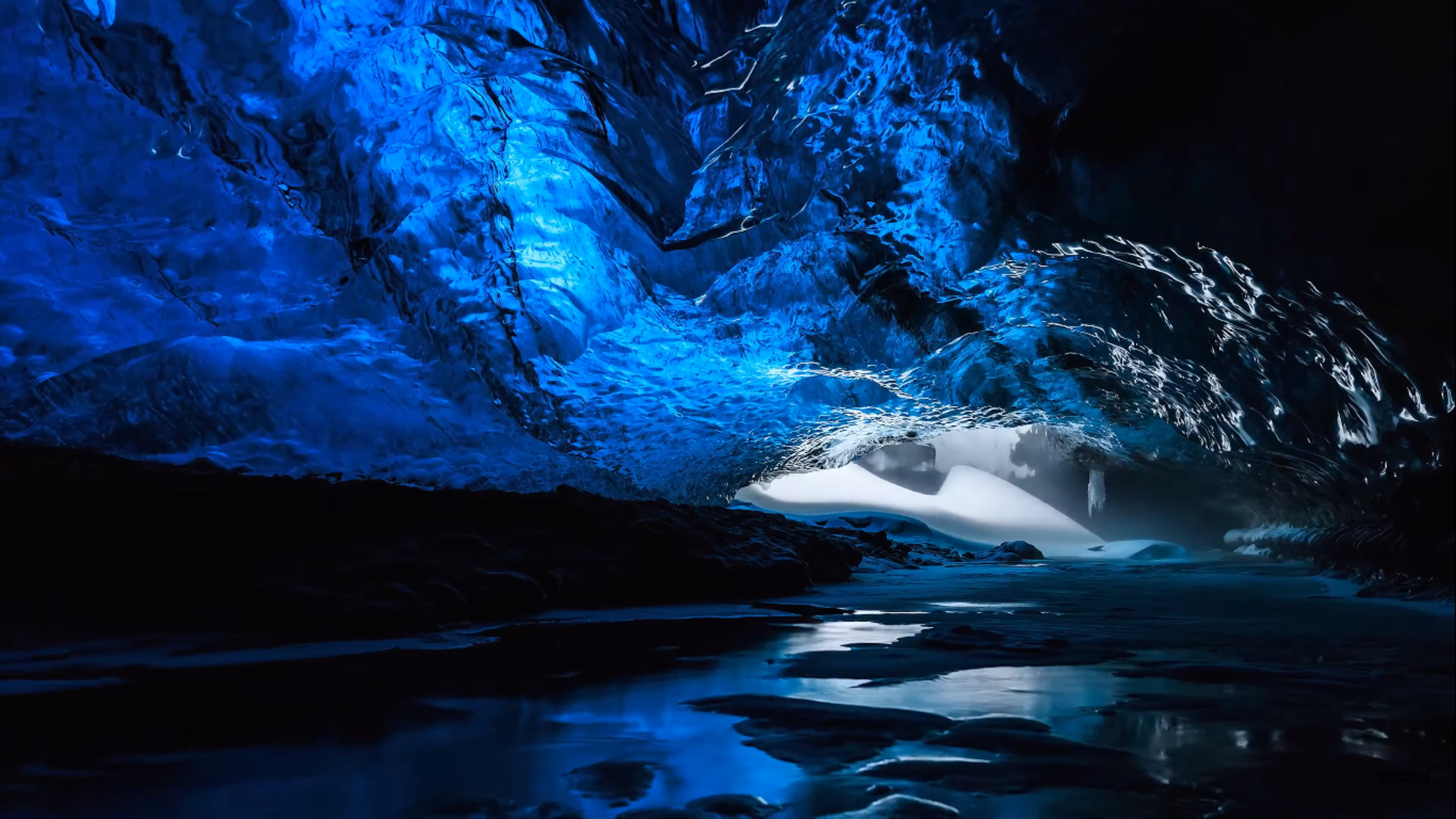 General 1920x1080 blue cave water rocks ice