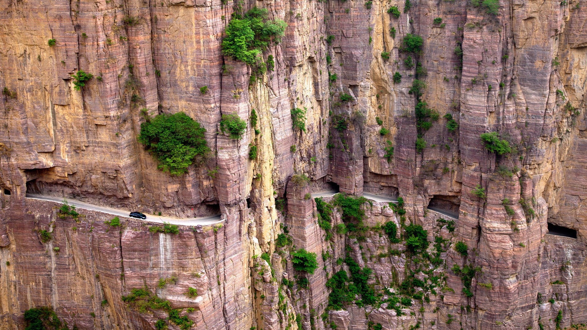 General 1920x1080 nature landscape mountains rocks trees plants Guoliang Tunnel China road