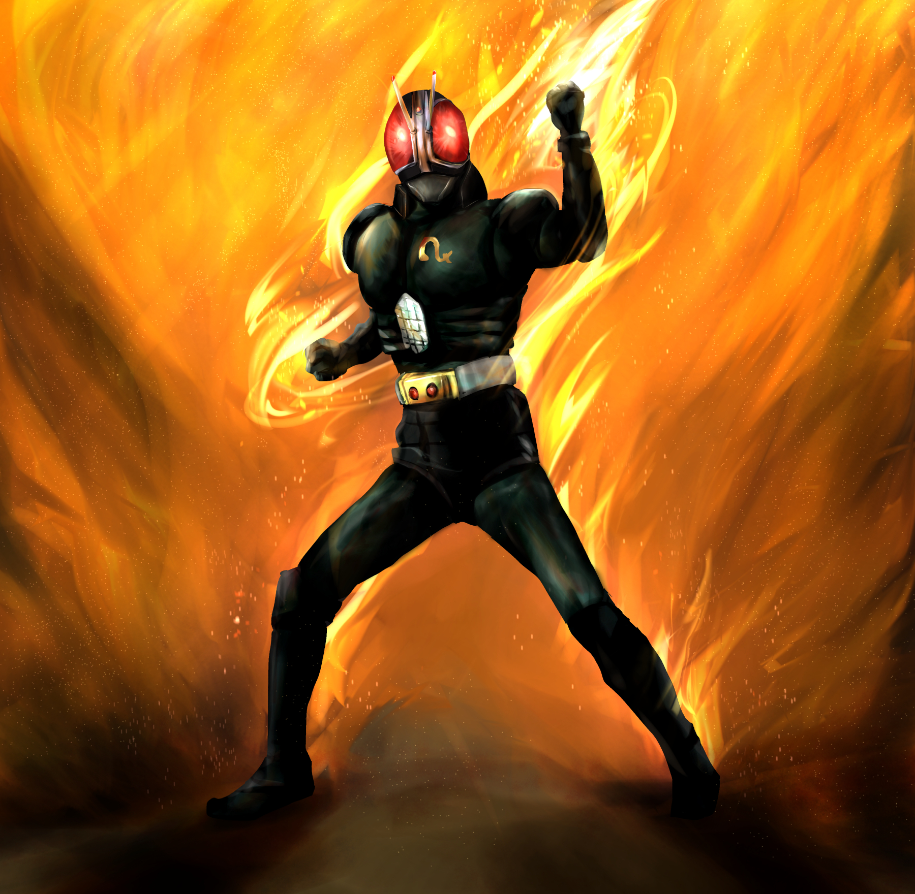 General 1800x1760 tokusatsu kamen rider Kamen Rider BLACK RX Kamen Rider Black RX (Character) solo artwork digital art fan art