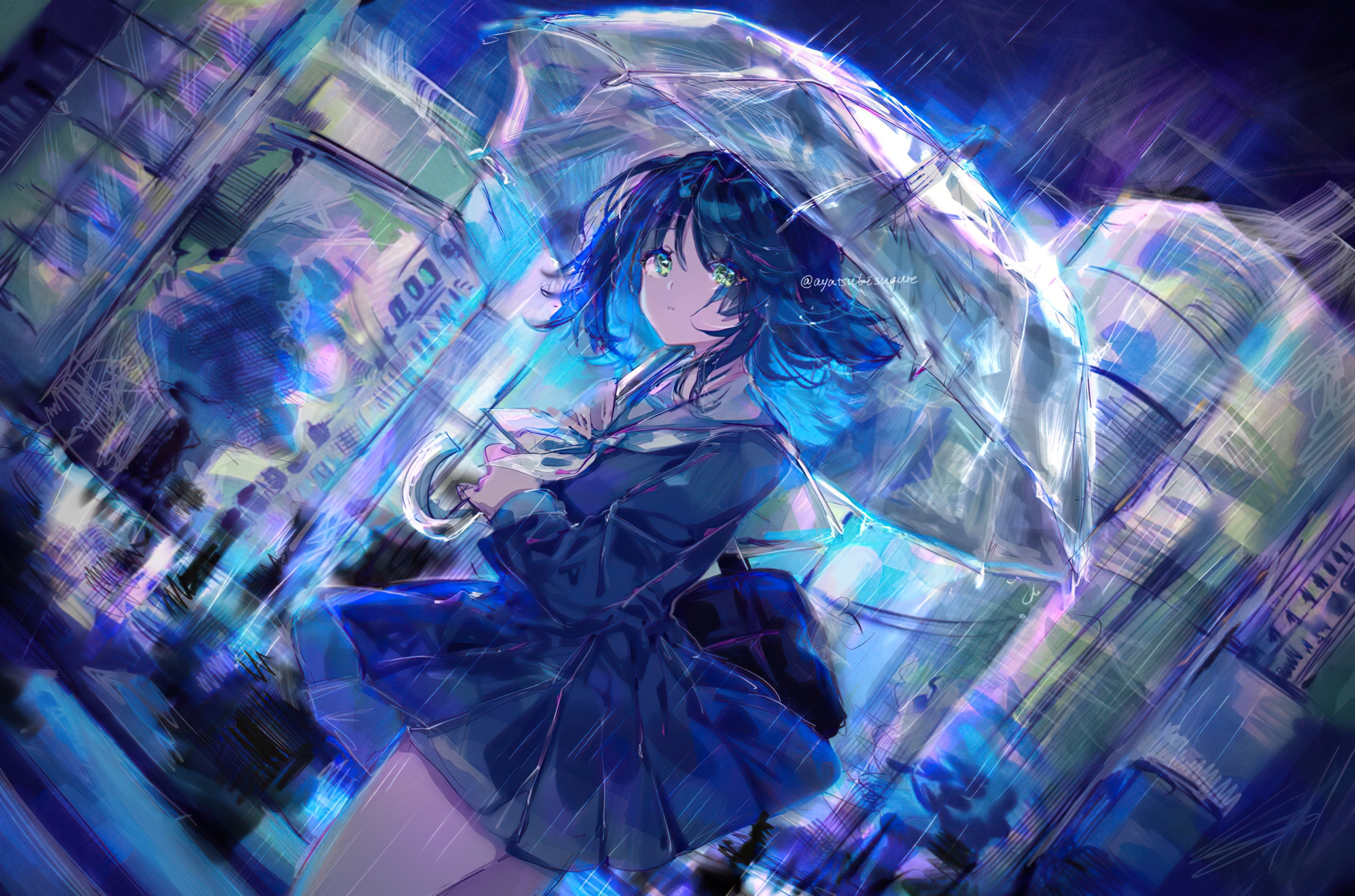Anime 2560x1694 anime Touhou rain umbrella anime girls