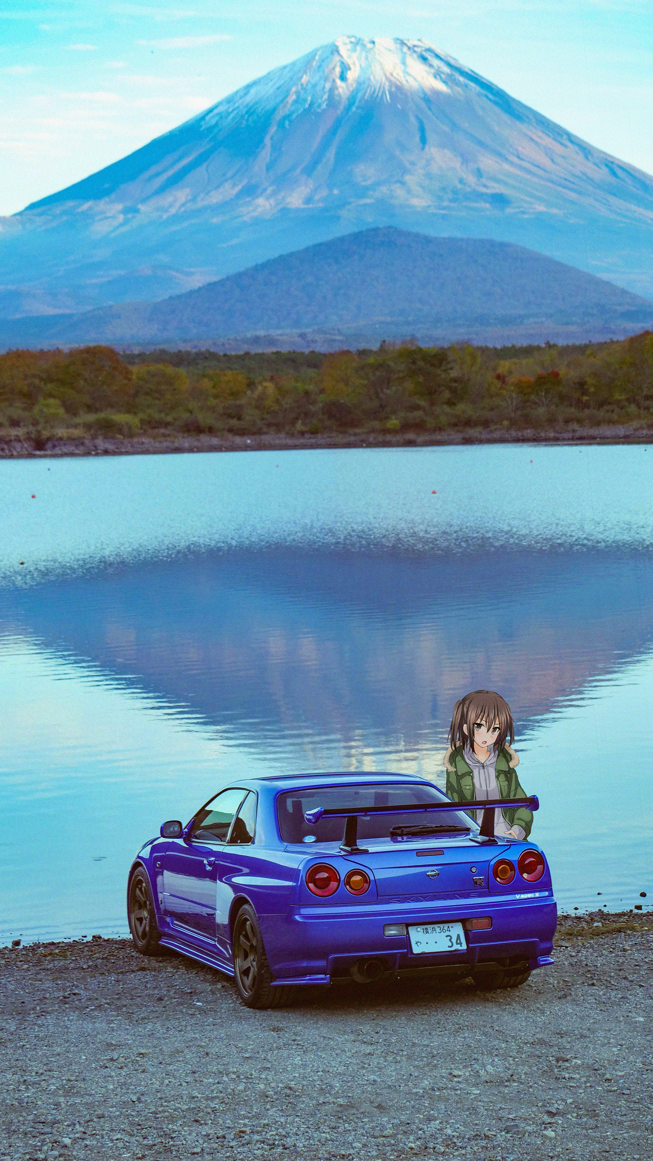 Anime 2160x3840 Nissan Skyline R34 anime girls jdmxanime Japanese cars car