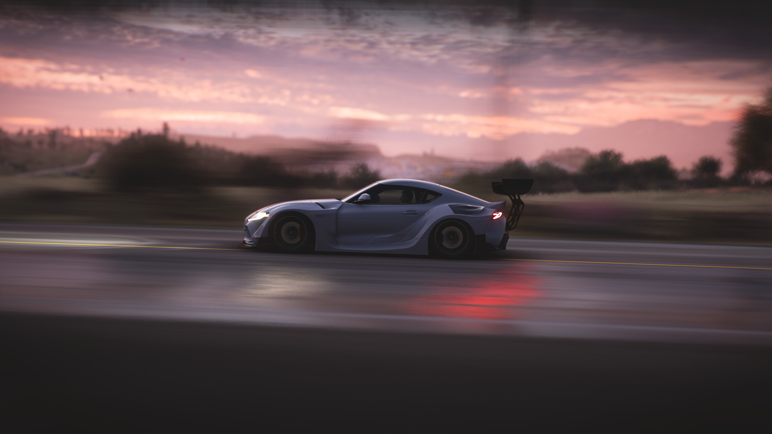 General 2560x1440 Forza Horizon 5 Toyota Supra car Game CG blurry background
