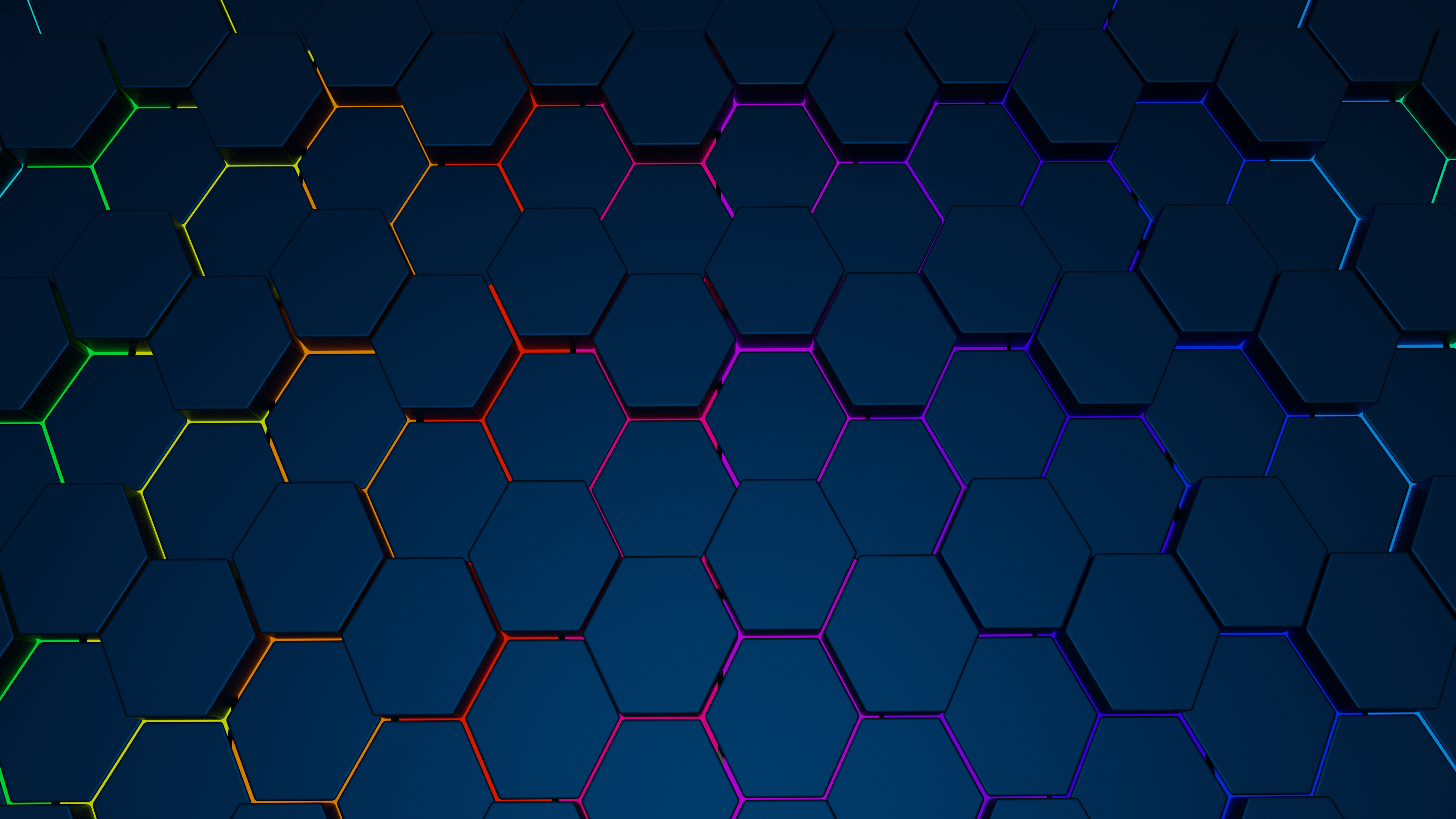 General 3840x2160 hexagon abstract 3D Abstract glowing digital art texture RGB
