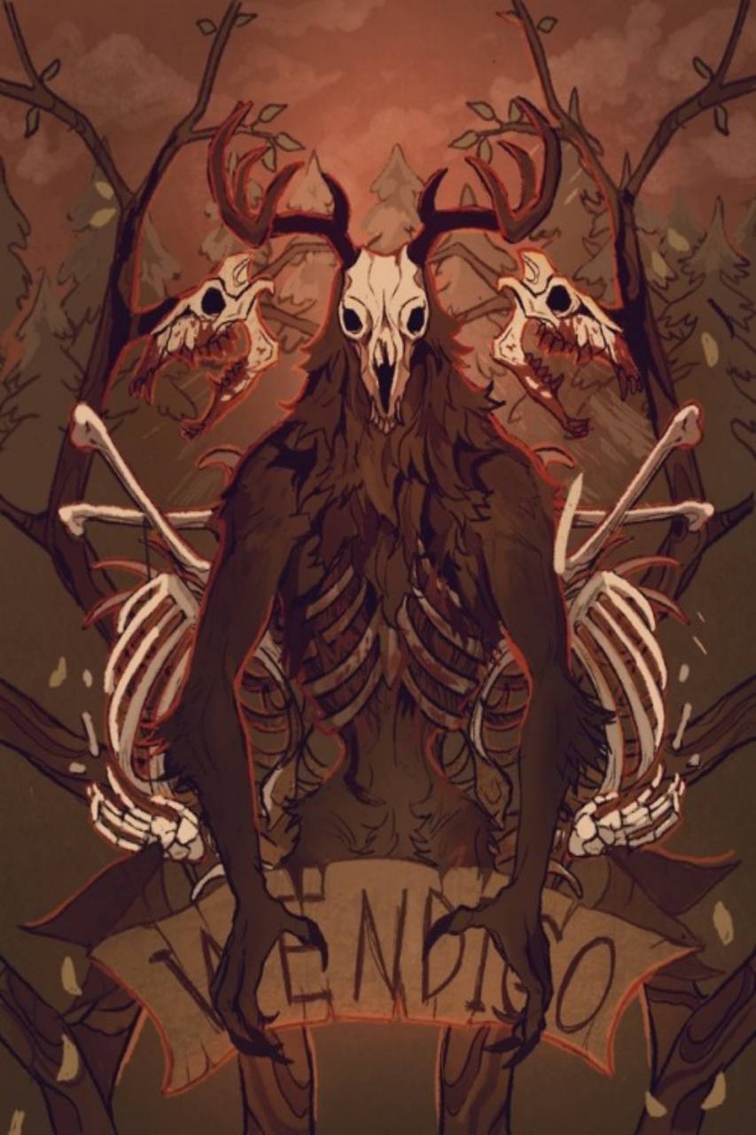 General 853x1280 Wendigo horror blood bones frontal view centered creature