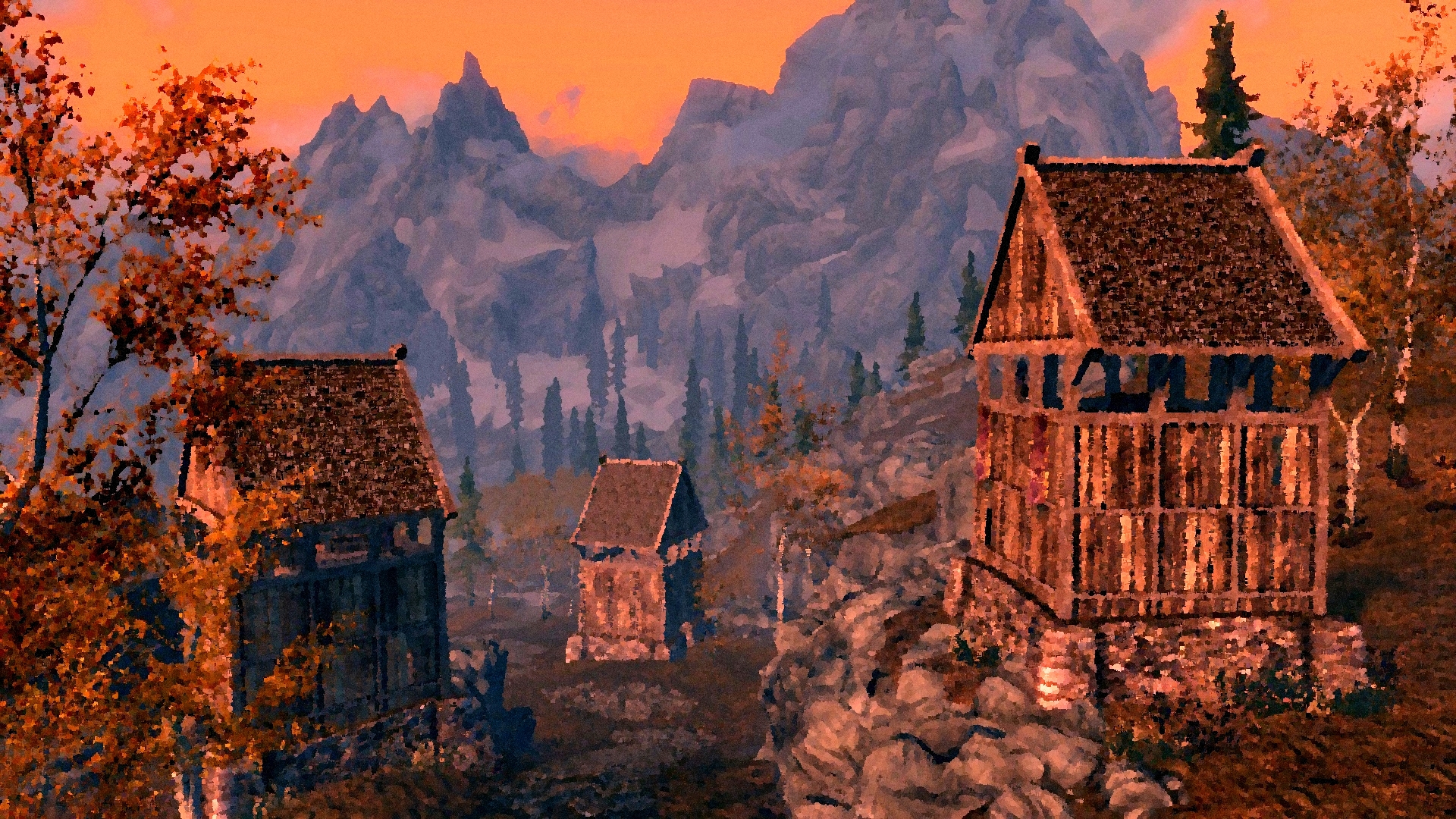 General 1920x1080 fantasy architecture digital art fantasy city mountains The Elder Scrolls V: Skyrim