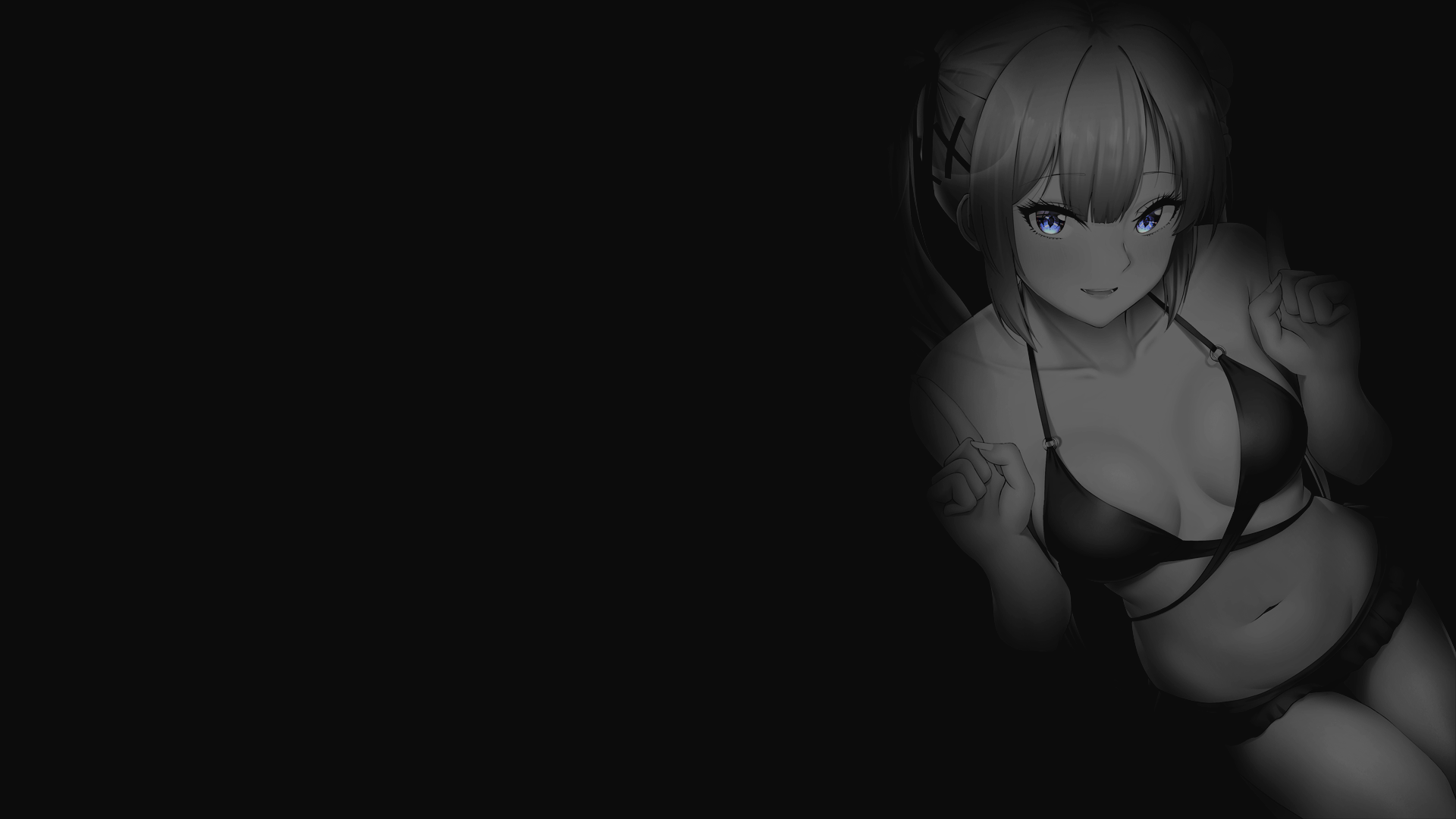Anime 1920x1080 black background simple background dark background selective coloring anime girls Marie Rose (Dead or Alive) Dead or Alive