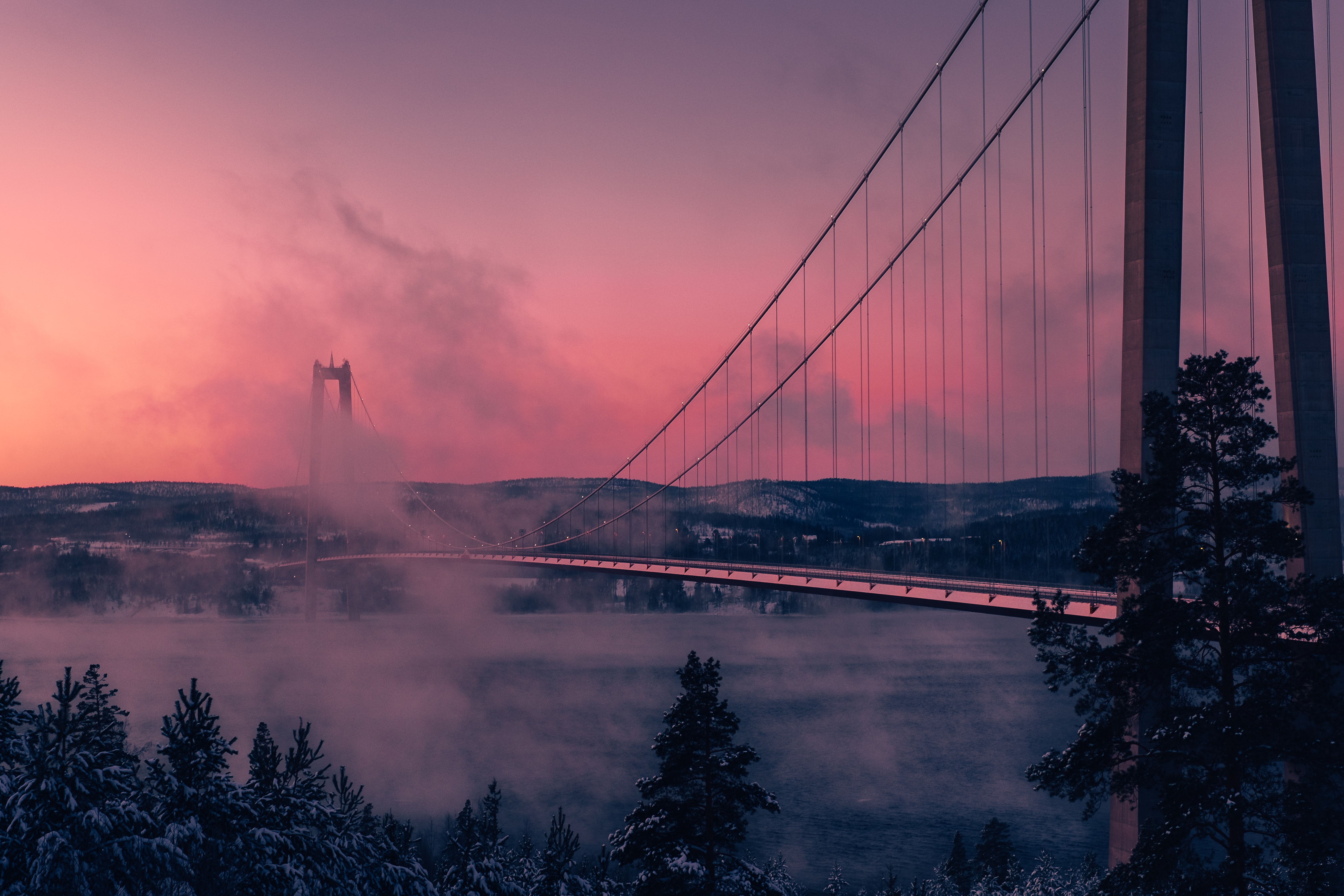 General 4738x3159 pink pink background clouds snow covered mist