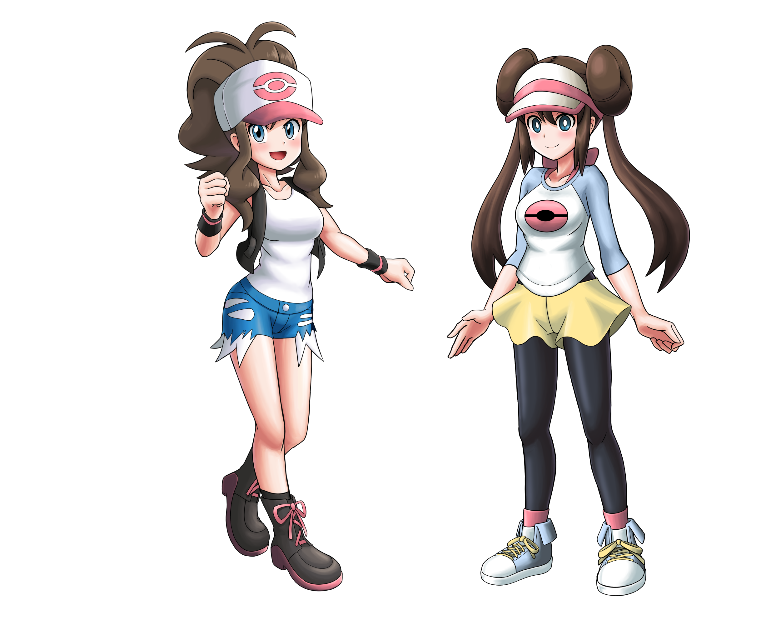 Anime 2500x2000 anime anime girls Pokémon Rosa (Pokémon) Hilda (Pokémon) long hair artwork digital art fan art minimalism