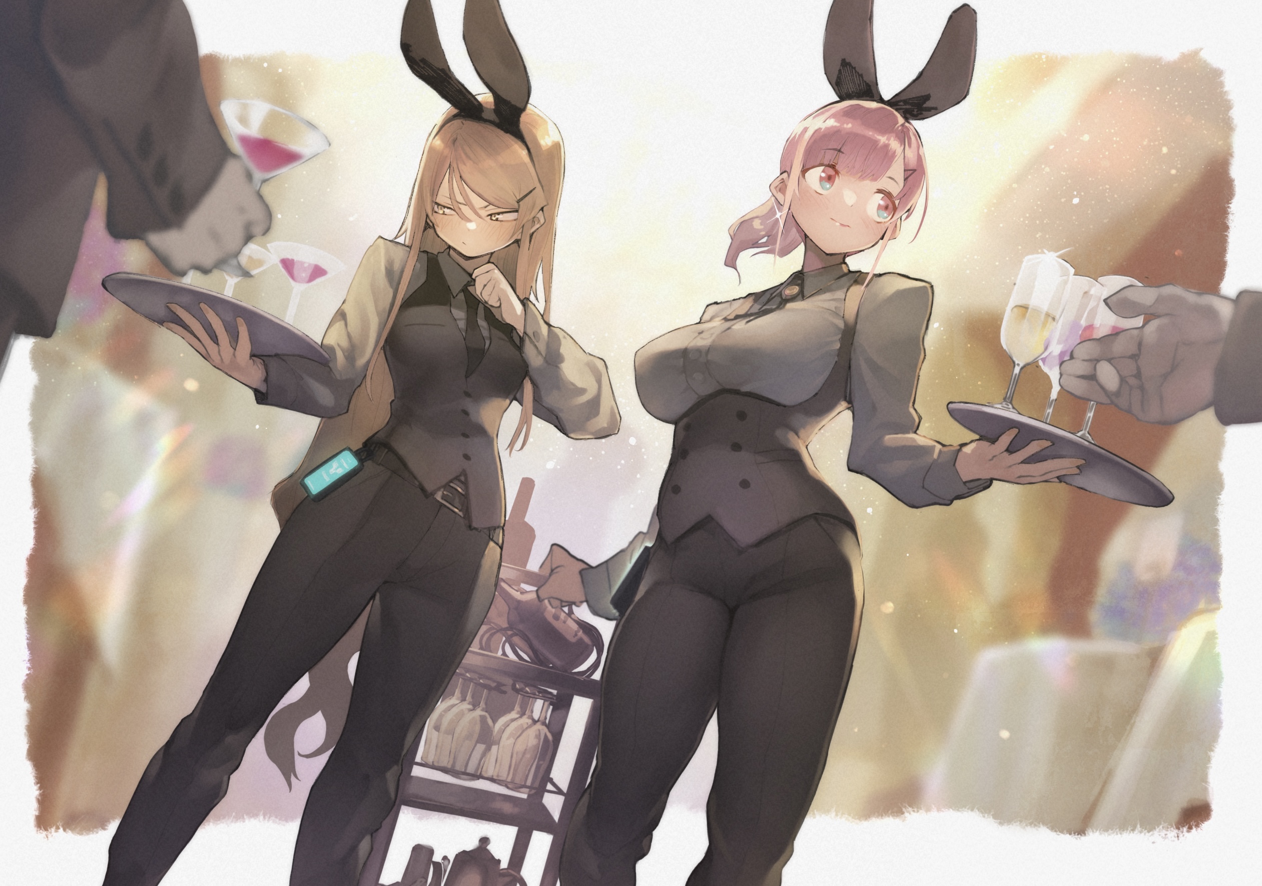Anime 2522x1772 anime anime girls original characters bunny girl bunny ears Hyocoro waitress