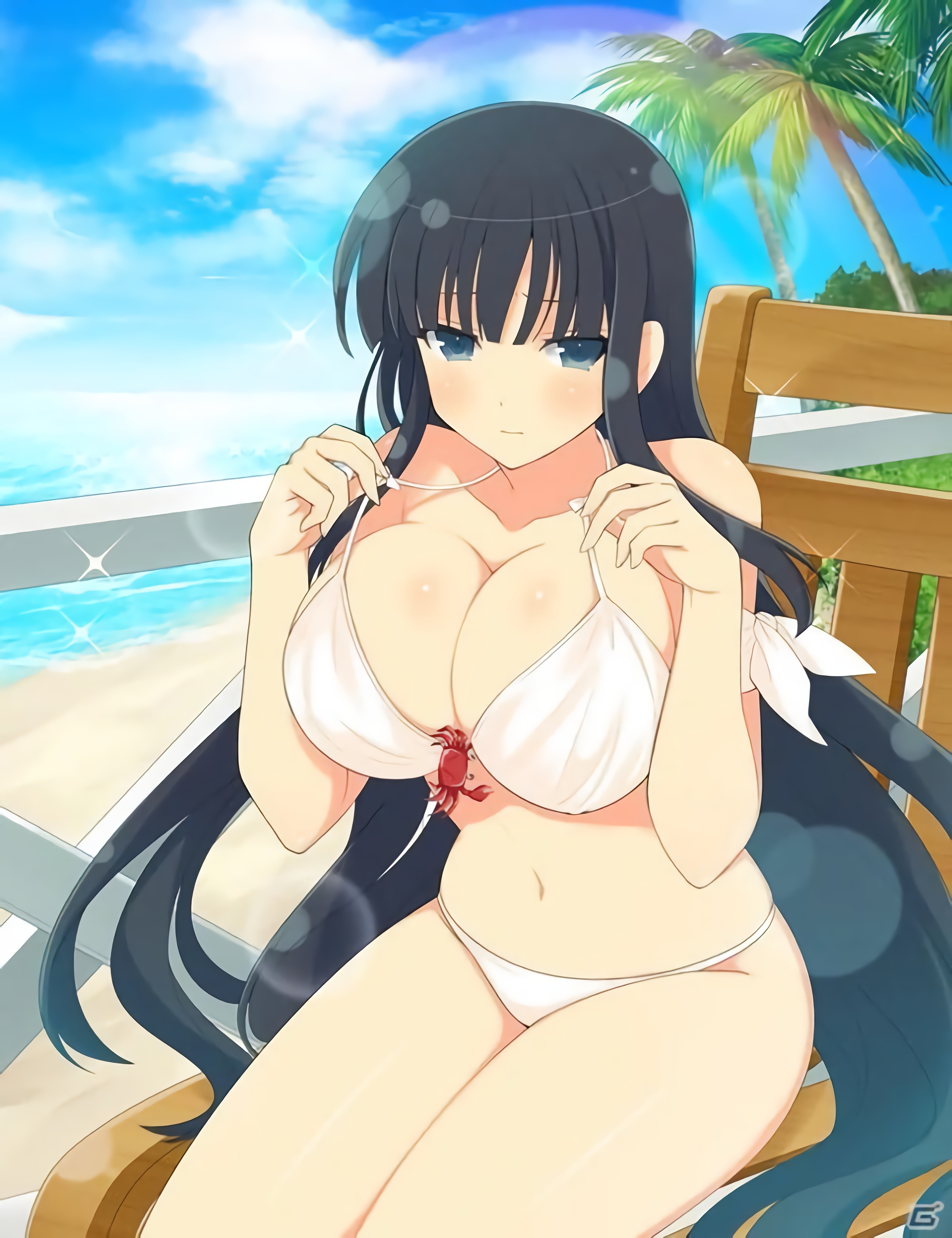 Anime 2400x3120 Senran Kagura boobs anime anime girls bikini cleavage beach