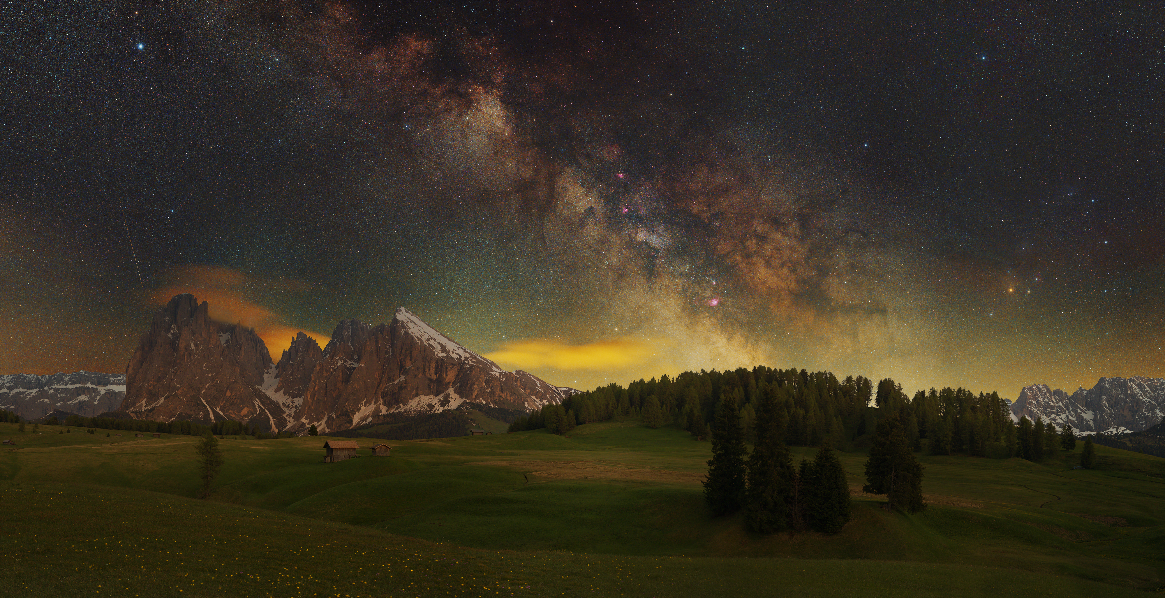 General 3999x2052 nature Milky Way landscape trees Dolomites