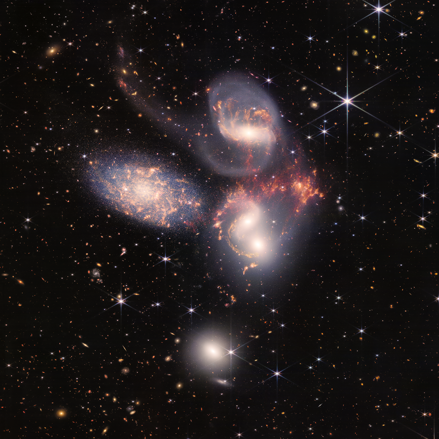 General 1440x1440 space James Webb Space Telescope stars Cluster infrared HCG 92 galaxy Stephan's Quintet