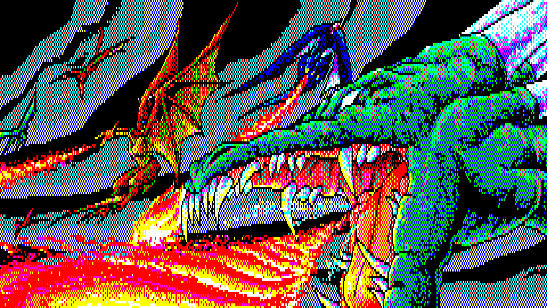 General 1920x1080 PC-98 pixel art dragon Fantasy Battle fire Bishoujo Daizukan fantasy art creature digital art artwork