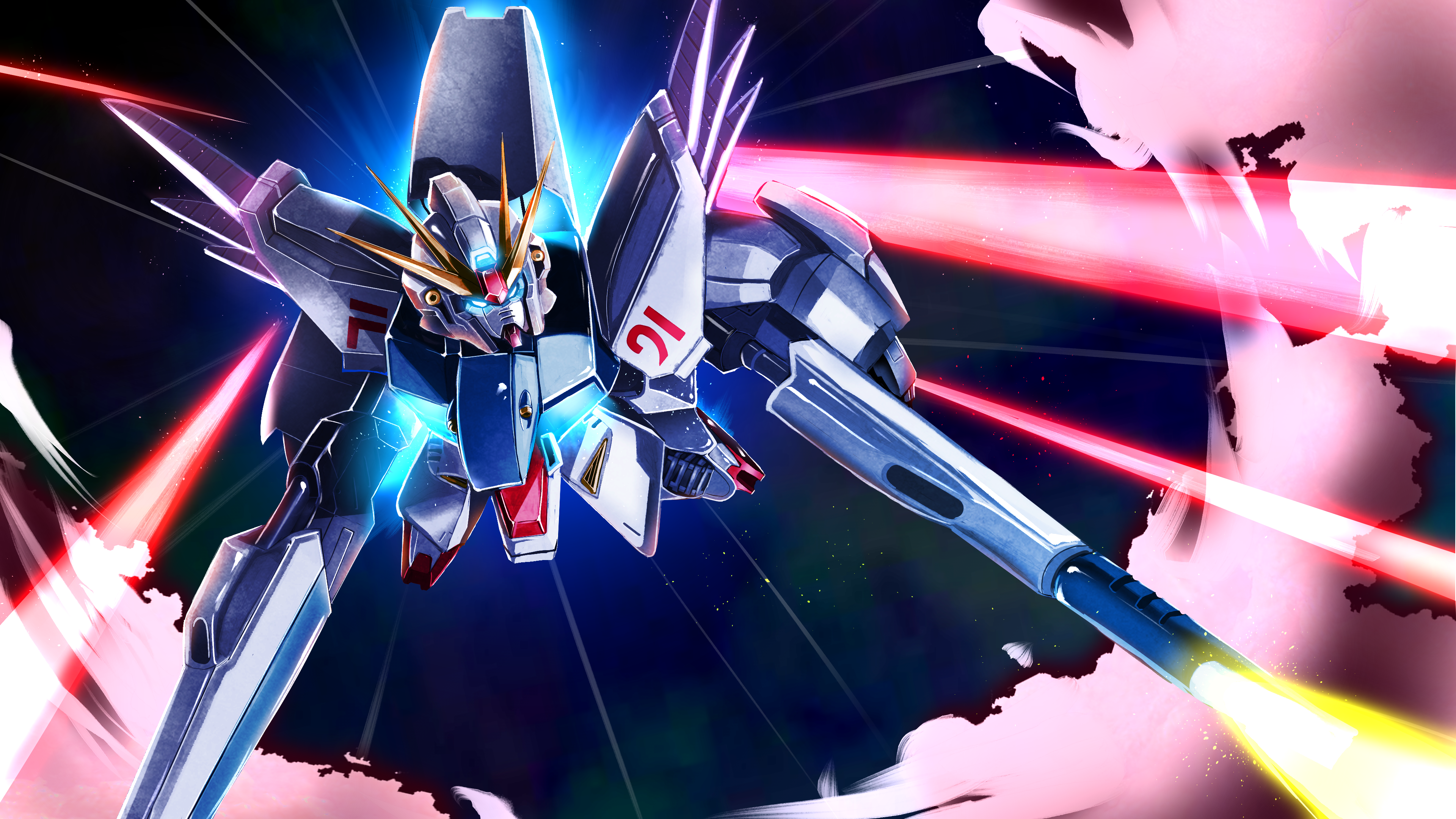 Anime 3840x2160 anime mechs Gundam Mobile Suit Gundam F91 Super Robot Taisen Gundam F91 artwork digital art fan art
