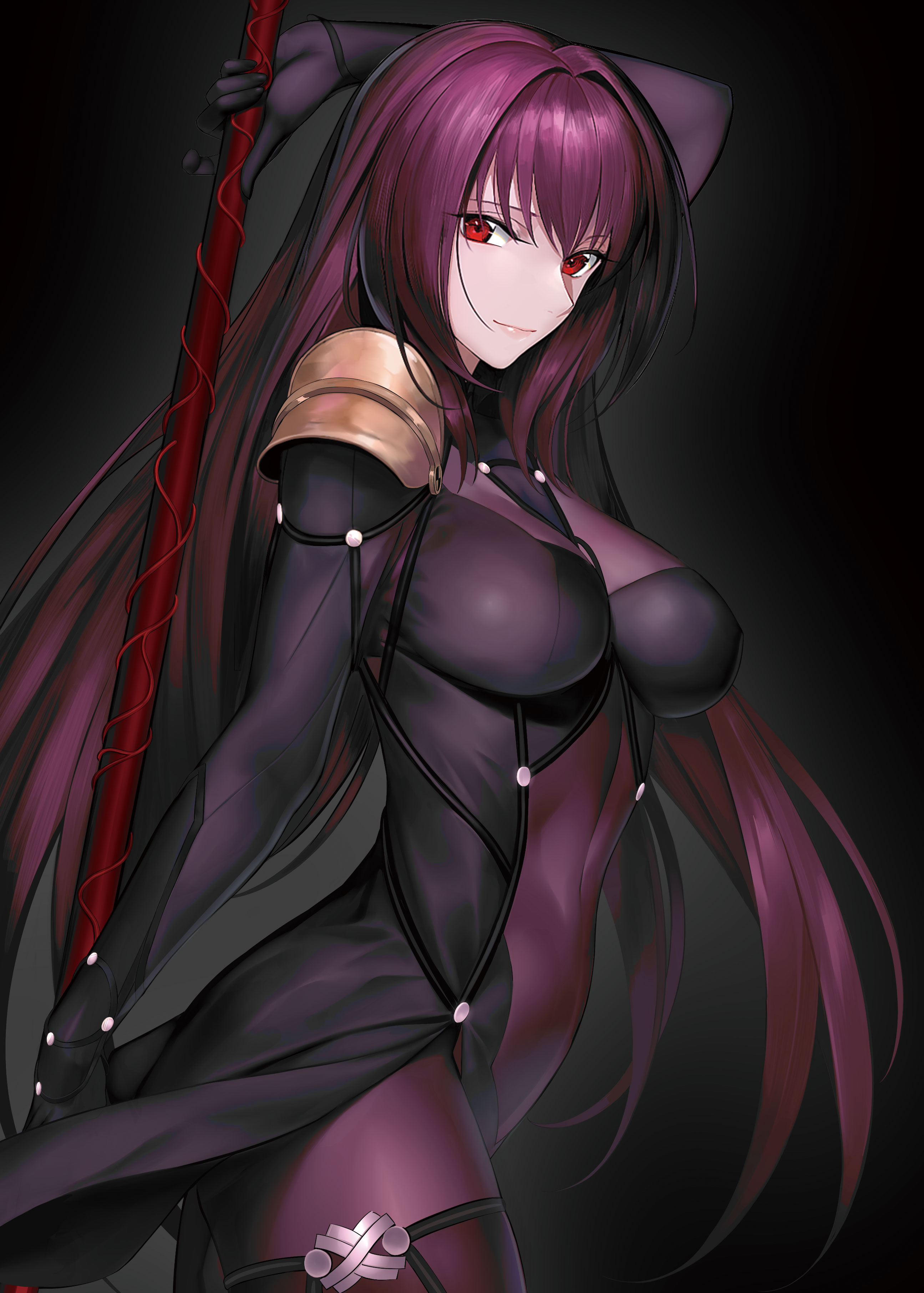 Anime 2590x3623 Fate series Fate/Grand Order Scathach long hair anime anime girls purple hair spear