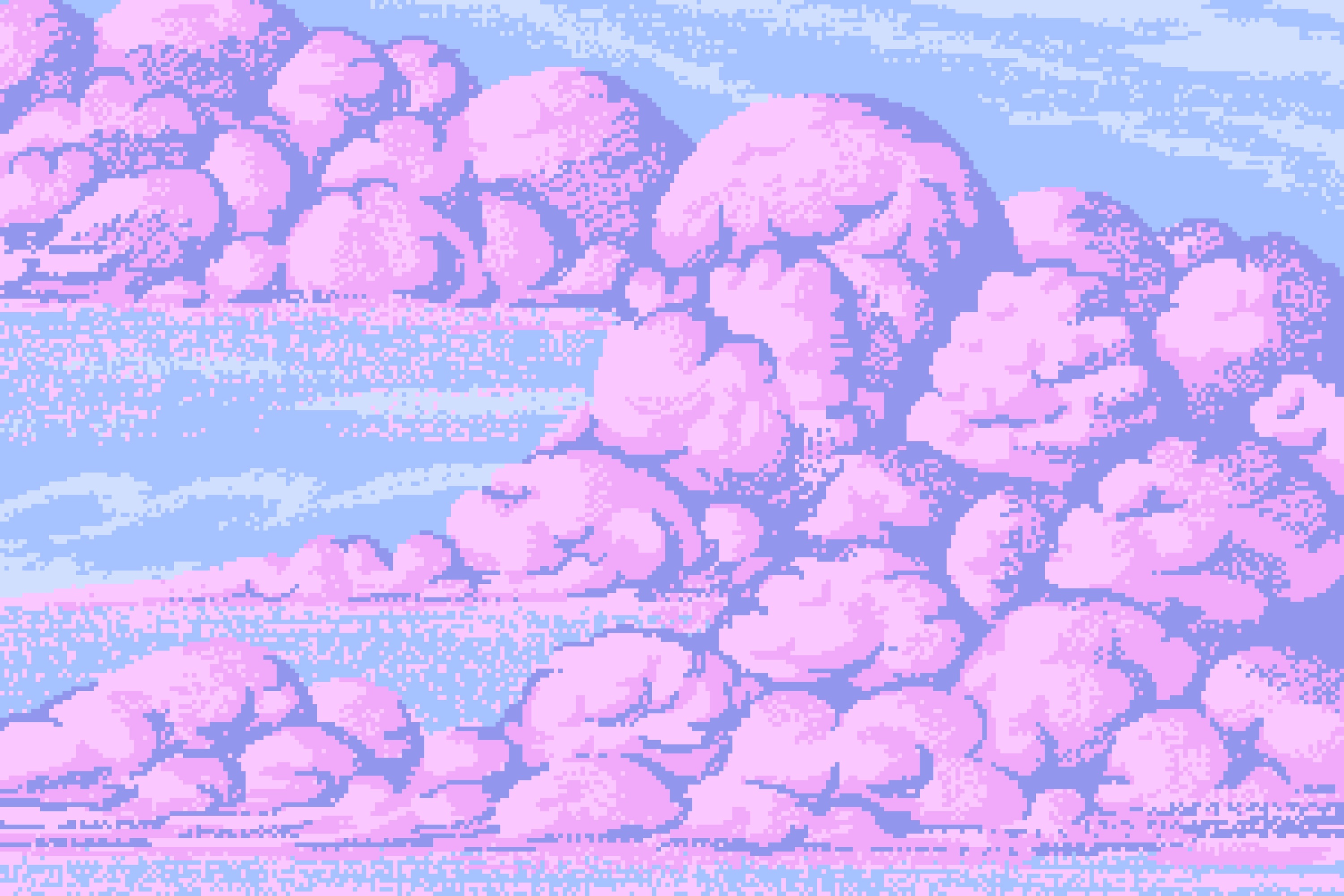 General 3000x2000 pixel art sky clouds digital art artwork pink pixels