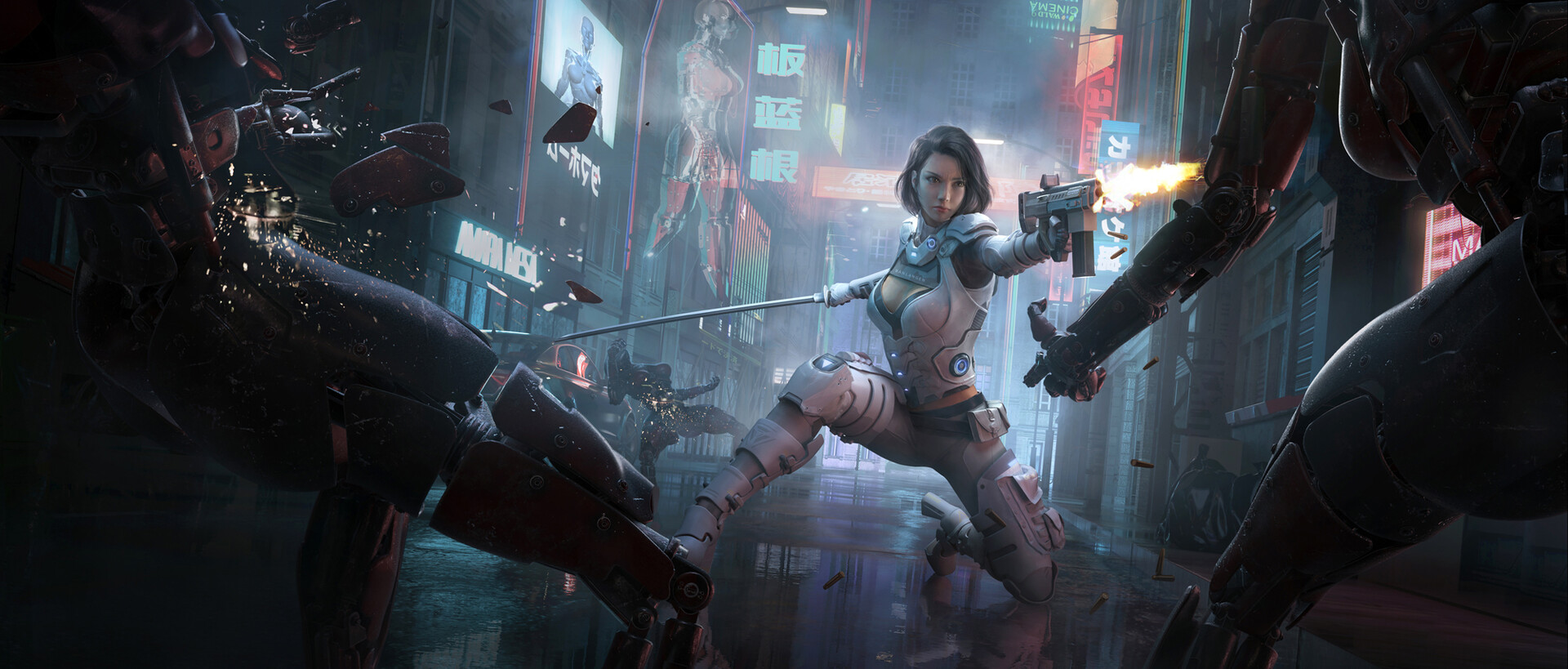 General 1920x819 women science fiction artwork futuristic women with swords girls with guns weapon science fiction women Song (artist)