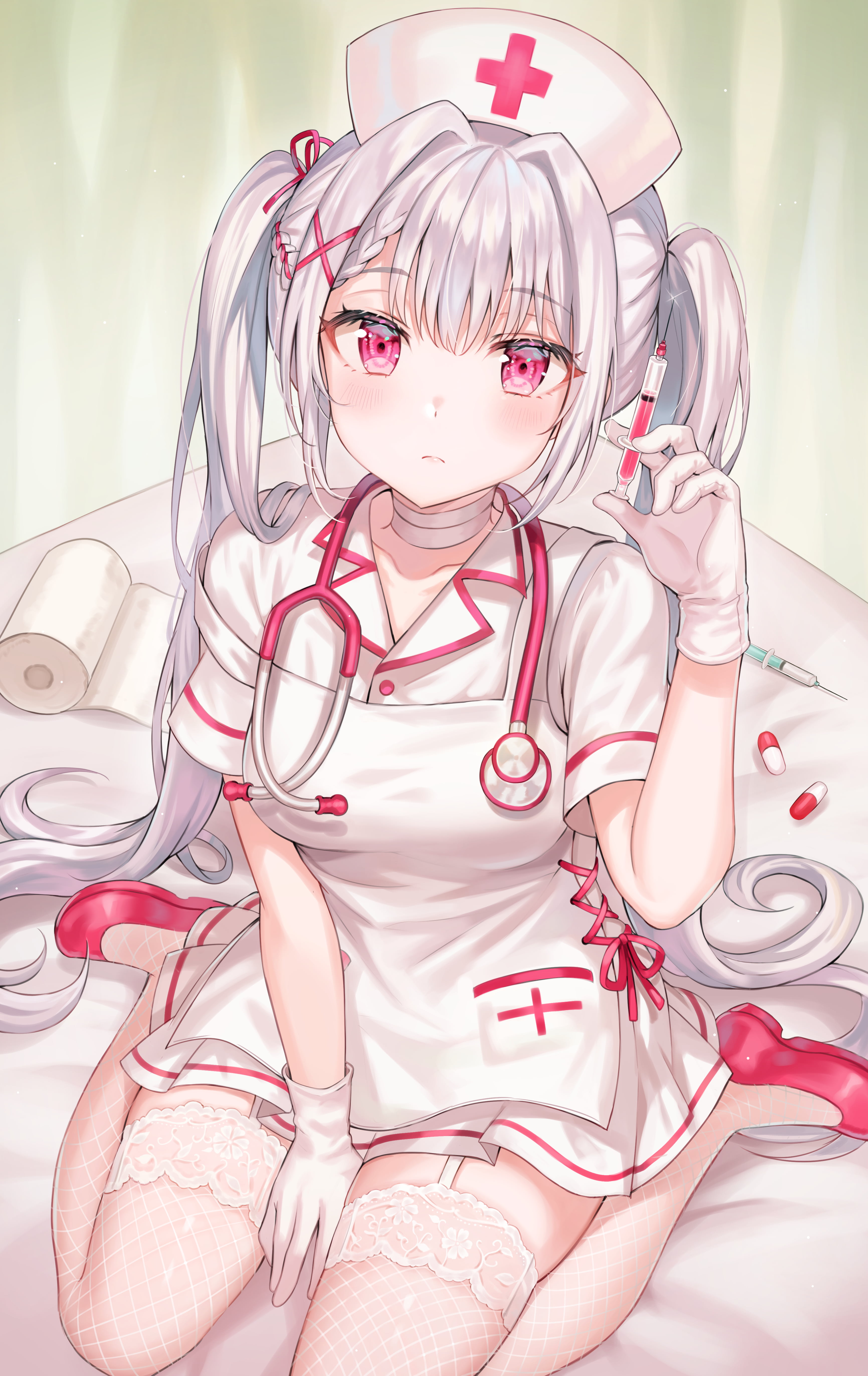 Anime 3463x5488 anime girls original characters anime artwork Tokkyu (artista) nurse outfit