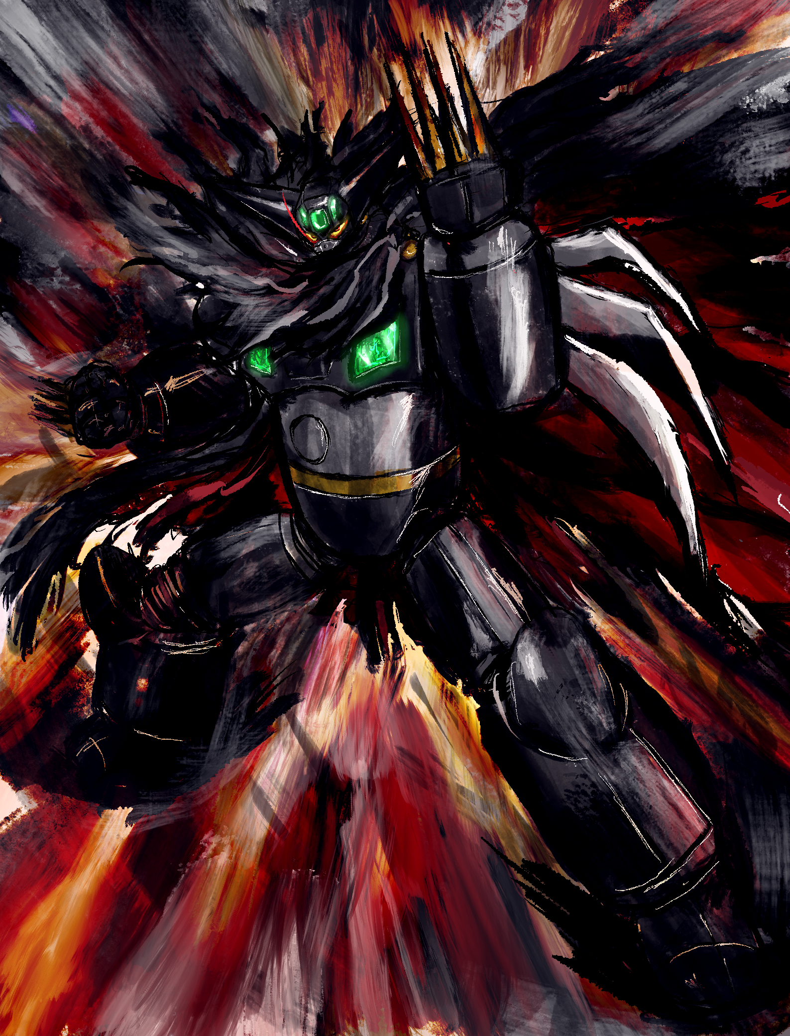 Anime 1587x2080 anime mechs Super Robot Taisen Getter Robo Getter Robo Armageddon Black Getter artwork digital art fan art