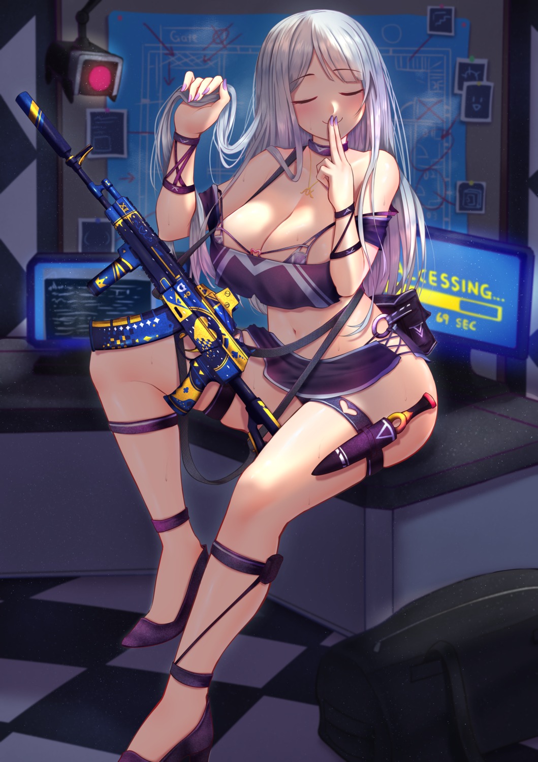 Anime 1059x1500 anime anime girls AK-12 (Girls Frontline) big boobs bikini Girls Frontline assault rifle