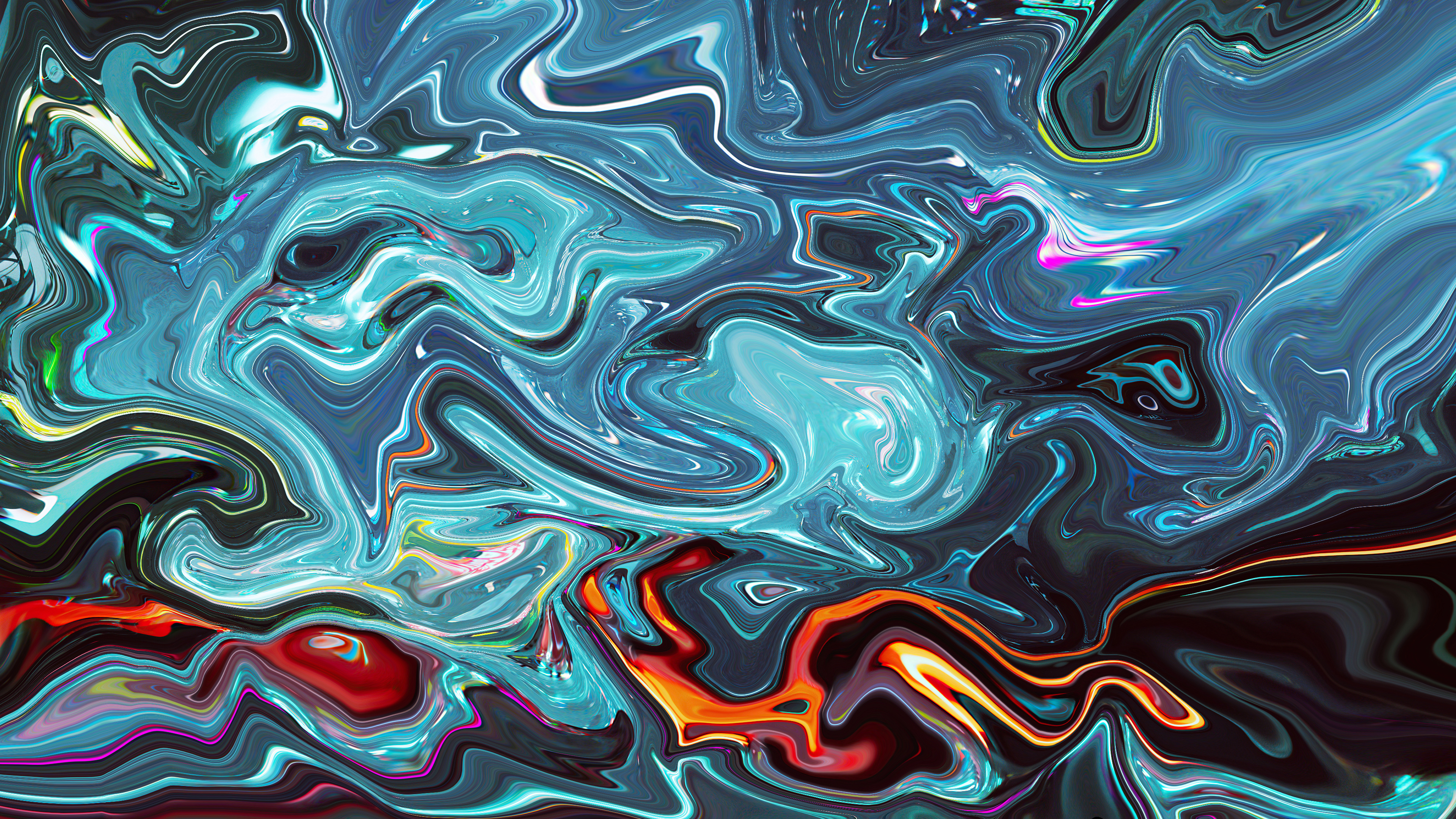 General 3840x2160 abstract fluid liquid illustration graphic design artwork digital art shapes surreal blue